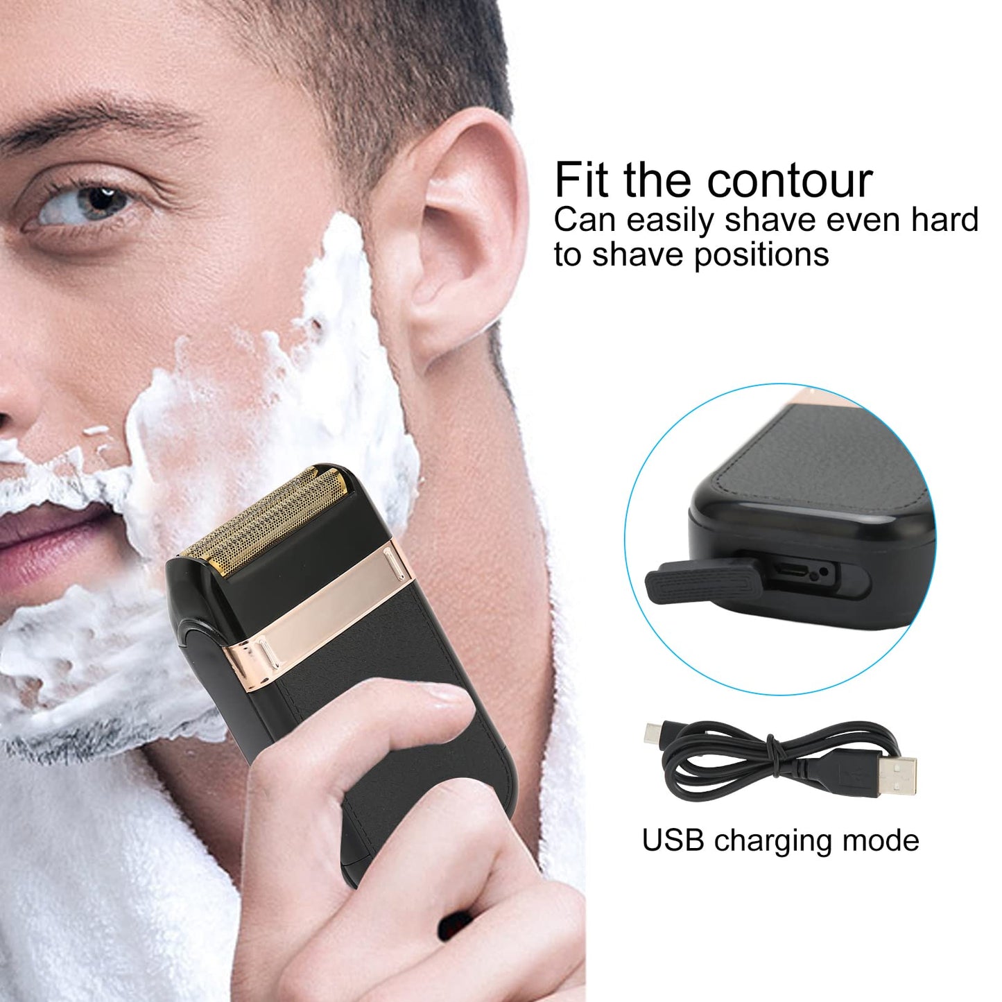 Afeitadora de Lámina Inalámbrica, Afeitadora Eléctrica Recargable, Peluquería Facial Portátil de Viaje con Cuchilla Desmontable, Afeitadora Eléctrica Compacta, Regalos para Hombres