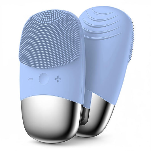 Cepillo de Limpieza Facial MEGAN Azul Cielo Recargable USB con Masajeador Sónico Resistente al Agua IPX7