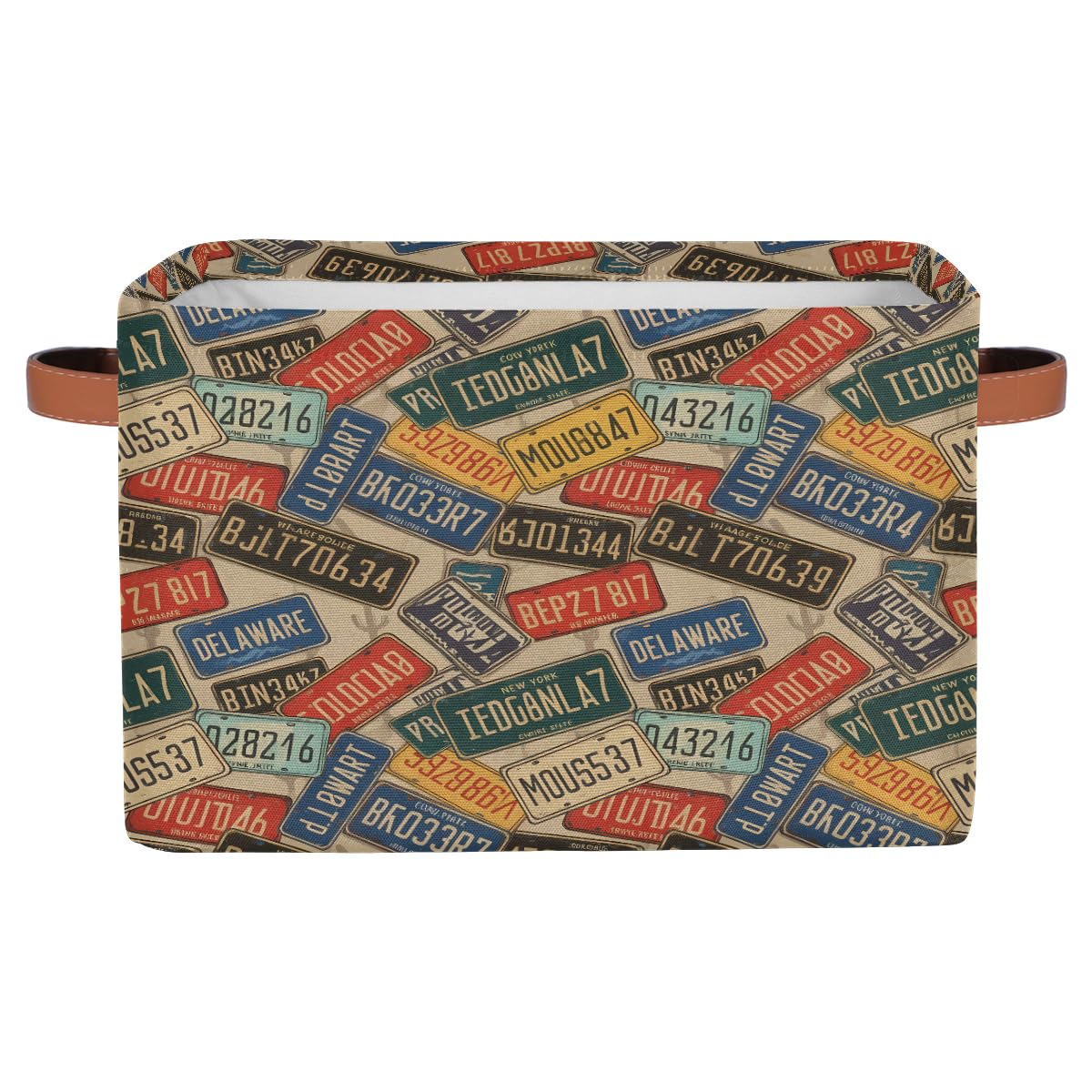 AUUXVA Seulife - Cesta de almacenamiento plegable para matrícula de coche, tamaño grande, plegable, organizador de almacenamiento de juguetes, cajas de almacenamiento con asas, para cuarto de baño, guardería, armario, 1 paquete