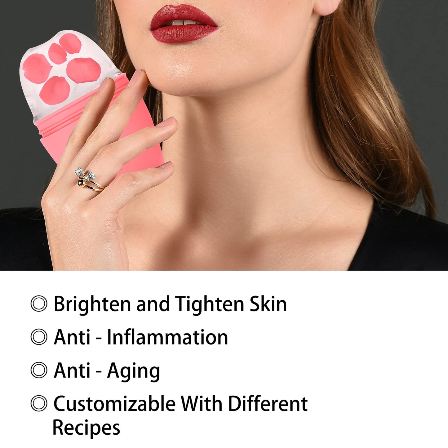 Evmliy Rodillo de Hielo para La Cara, Rodillo de Hielo de Silicona Molde de Hielo Facial para Iluminar La Piel Mejorando El Brillo Natural, Rodillo de Hielo Reutilizable para Aliviar La Hinchazón de L