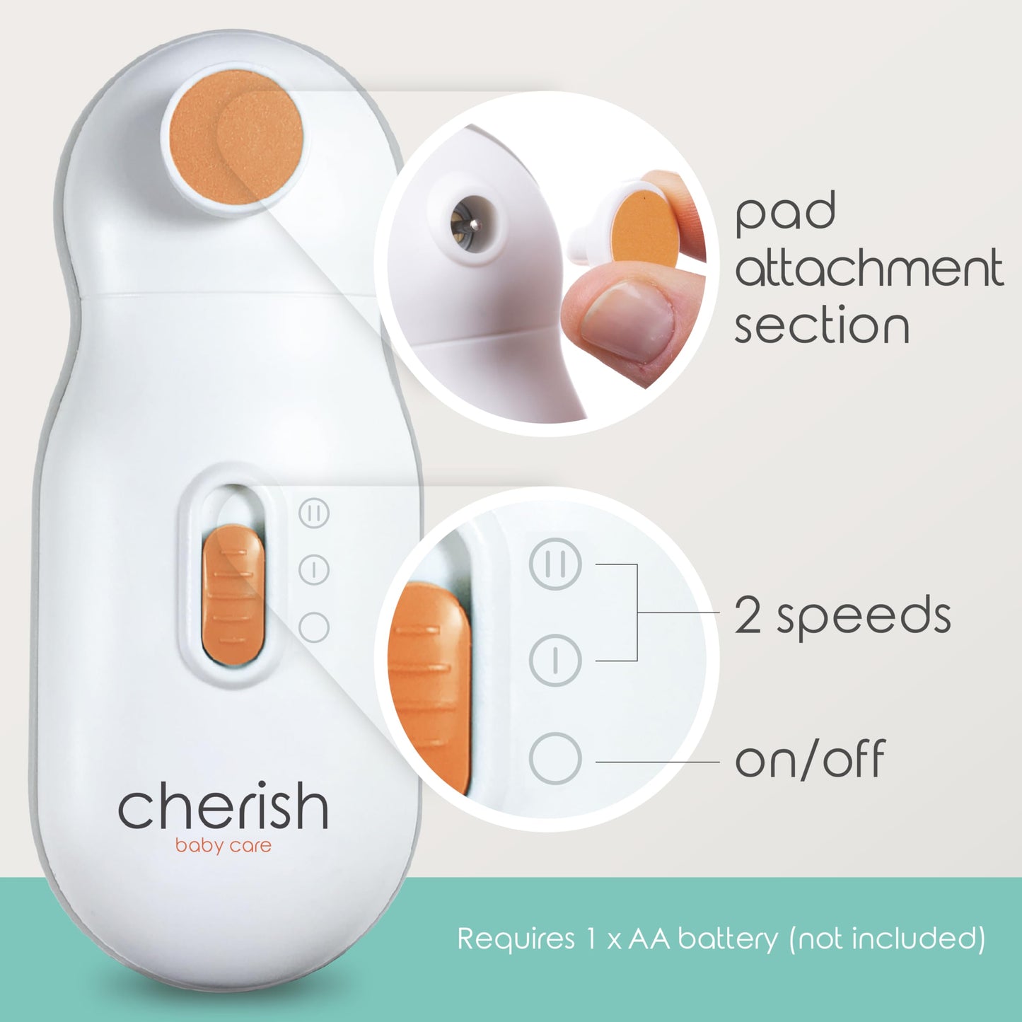 Cherish Baby Care Lima de uñas eléctrica para bebé: recortadora de uñas para bebés y niños pequeños: más seguro que los cortaúñas para bebés, kit de aseo y juego de manicura para bebés