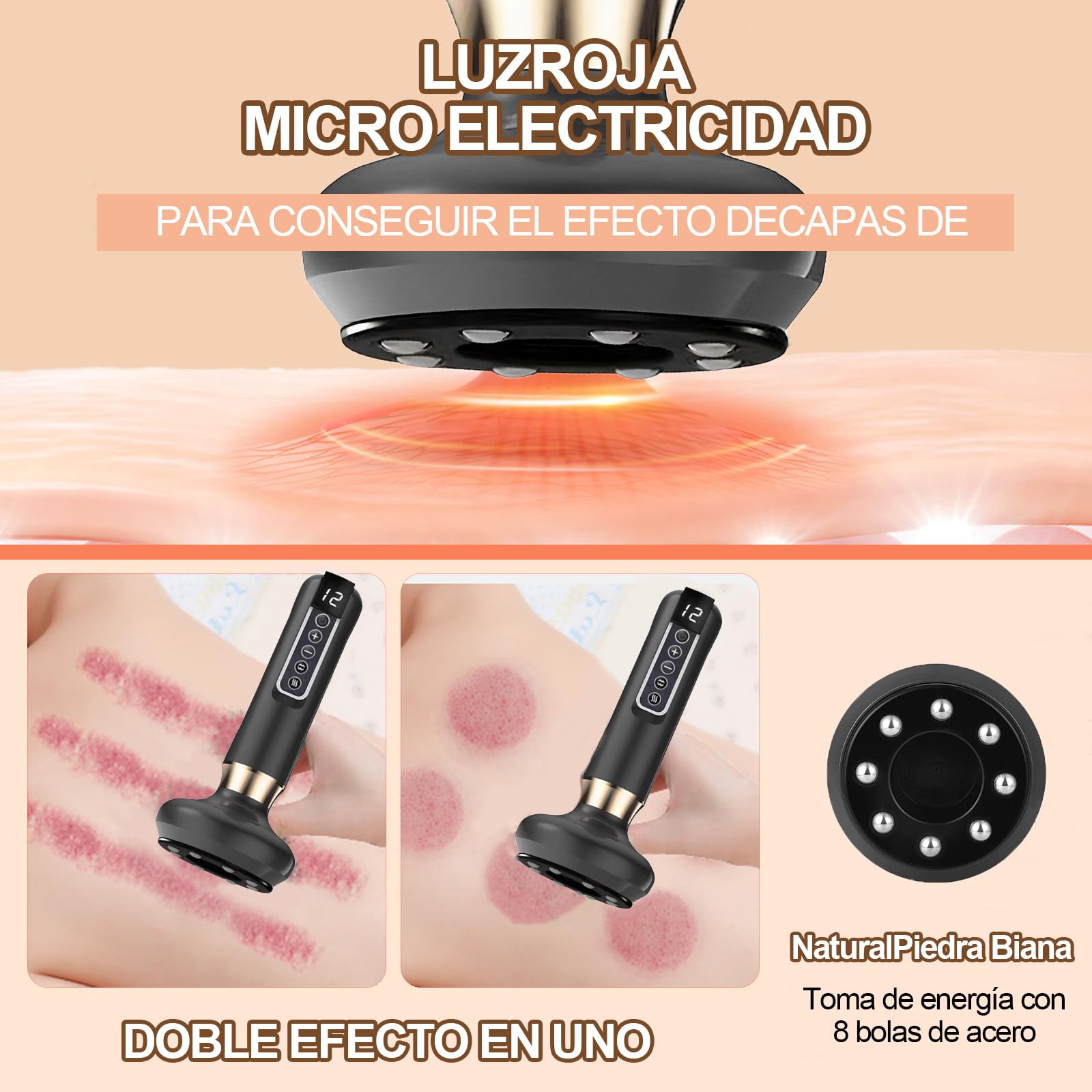 Dexvon Masajeador Celulitis Original,Masajeador Anticelulítico Ajustable y Calentamiento de 12 Niveles,Anti Cellulite Massager Recargable,Eliminador de Celulitis para Abdomen,Cintura,Brazos y Piernas