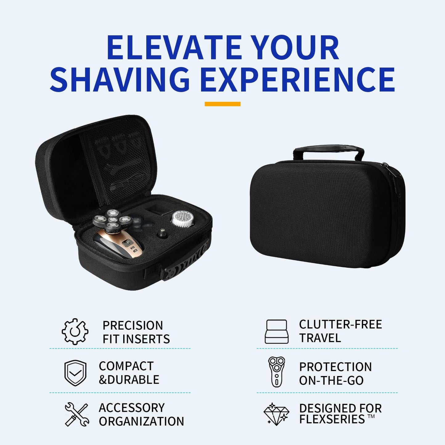 Sarlar - Funda de viaje compatible con la afeitadora Freebird FlexSeries, bolsa de almacenamiento protectora para kit de afeitado de pelo eléctrico Freebird, inserciones de espuma personalizables,