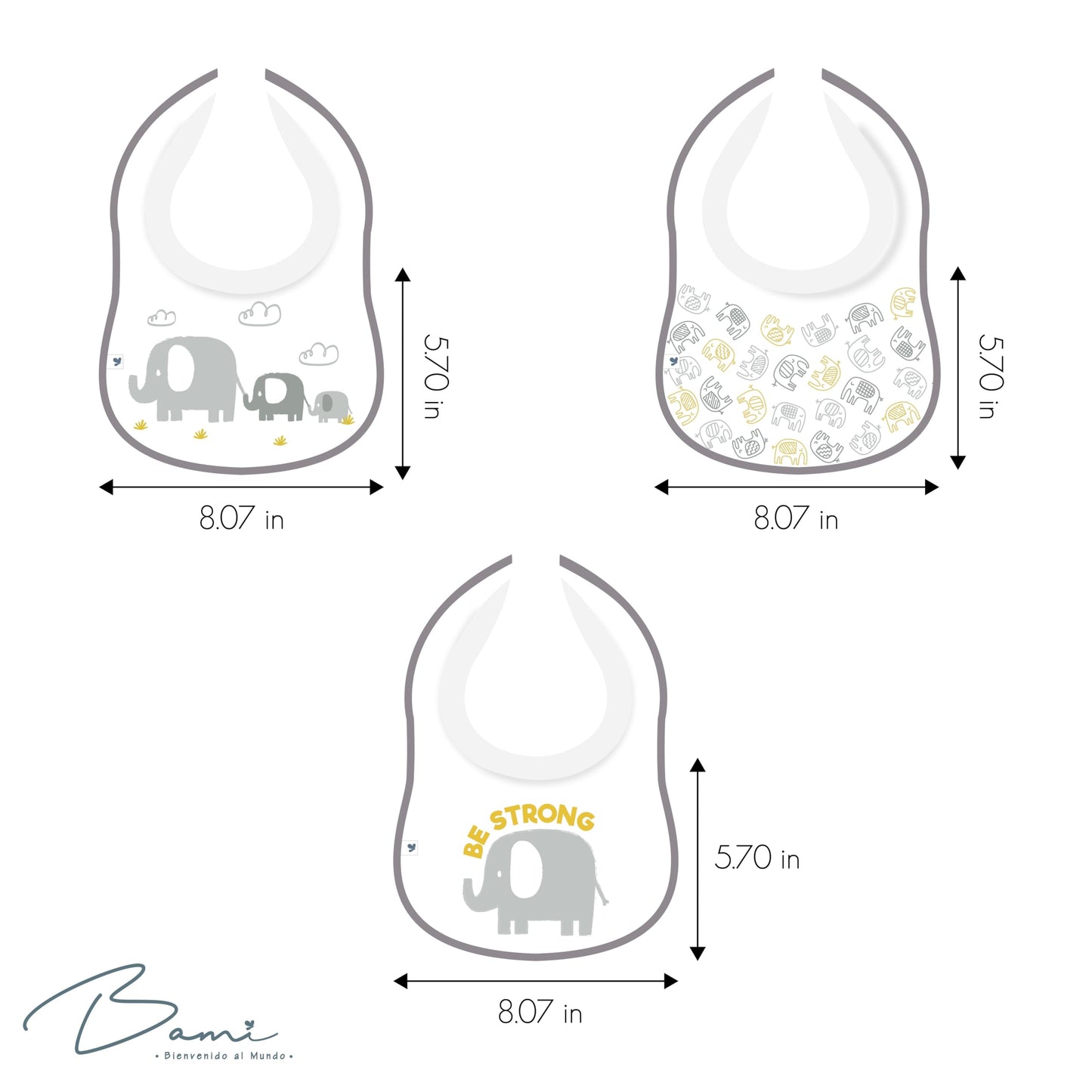 Dami Set 3 Feeding Bibs (Gris)