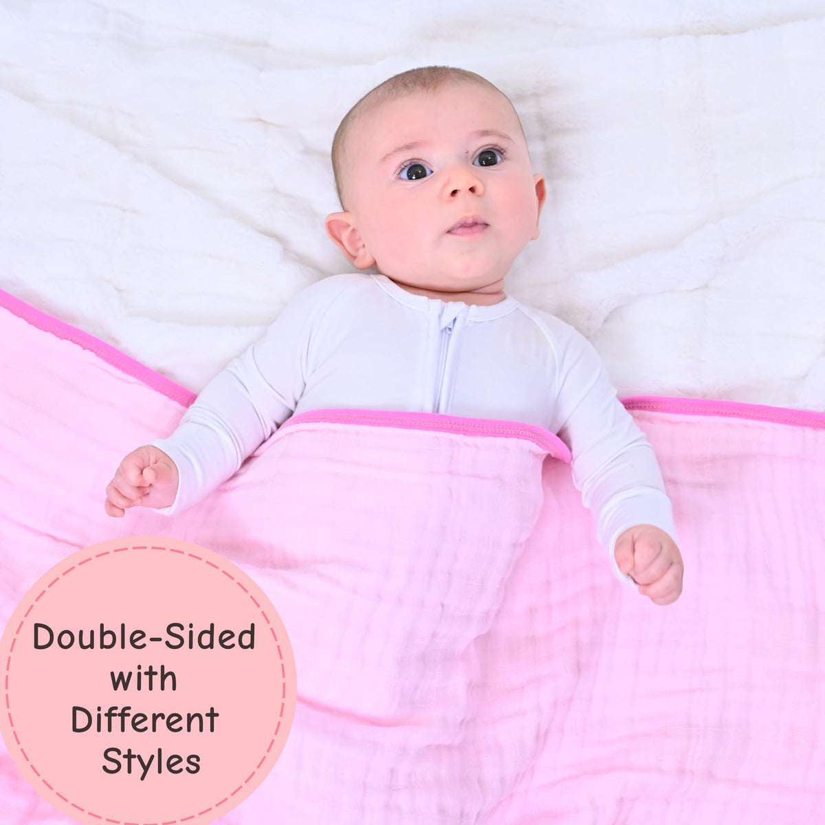 LollyBanks - Manta para bebé, 100 % algodón orgánico de muselina para niñas, colcha de 47 x 47 pulgadas, suave y transpirable de 6 capas, ropa de cama esencial para cuna (estampado de corazón de
