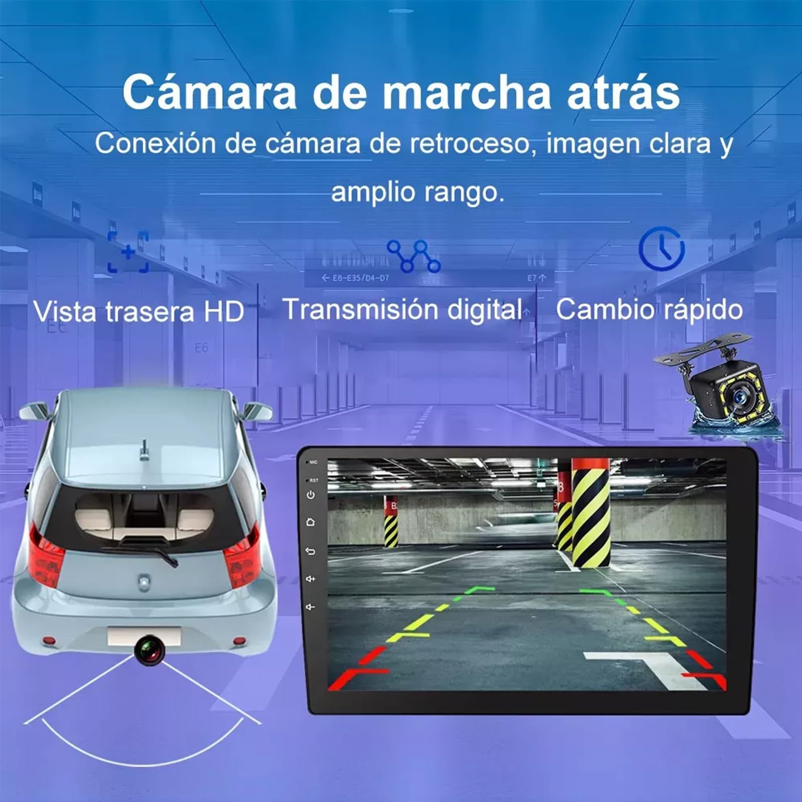 Autoestereos para Carro 10.1", 2+32GB, 2DIN, Pantalla para Auto, Compatible con CarPlay y Android Auto, Android 13, Mirror Link, Cámara de Marcha Atrás, GPS, LPS, Bluetooth, WiFi