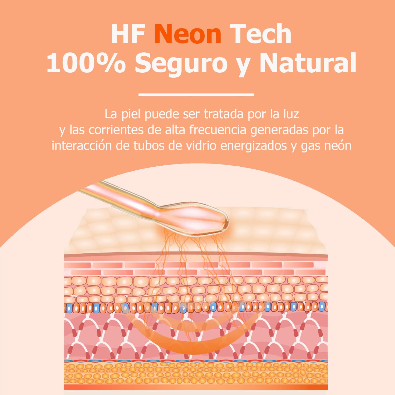 Máquina de Alta Frecuencia Facial y Corporal Profesional - Radiofrecuencia y Ozono con 4 Varitas de Neón | Tratamiento Facial, Corporal y Capilar | Reduce Arrugas, Ojeras y Flacidez | Estimula Crecimiento del Cabello