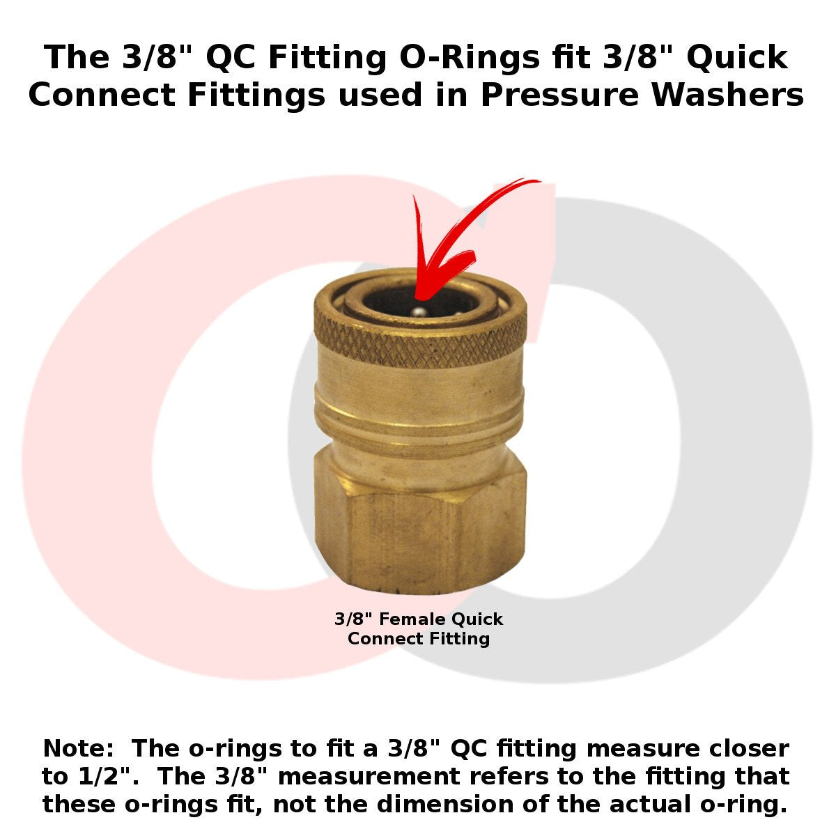 Captain O-Ring - Juntas tóricas para lavadora a presión de potencia para acoplador rápido de 3/8 pulgadas, EPDM (paquete de 10) [juntas tóricas de 1/2 pulgadas para adaptarse a accesorios de control
