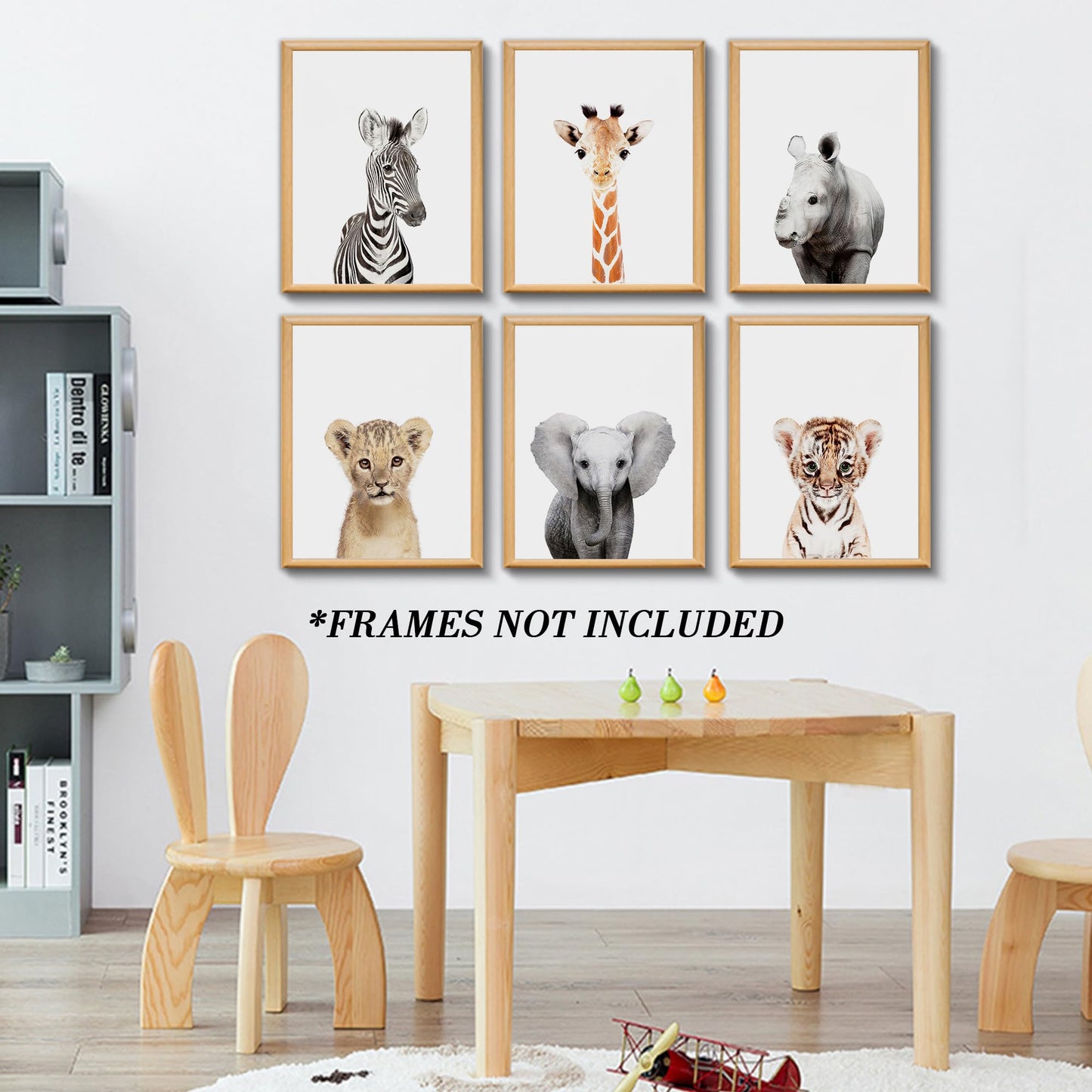 Calmart Wall Art: 6 decoraciones para colgar en la pared de animales de la selva sin marco, para habitación de los niños, guardería, fiesta de cumpleaños temática de safari