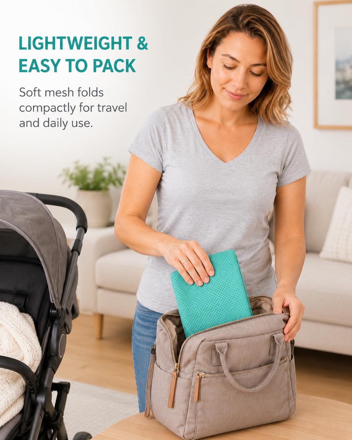 Vlokup - Bolsa de malla para bebé recién nacida, niño, bebé, niños pequeños y niños, ligero, transpirable, perfecto para verano, natación, piscina, playa, ideal para papá, verde azulado