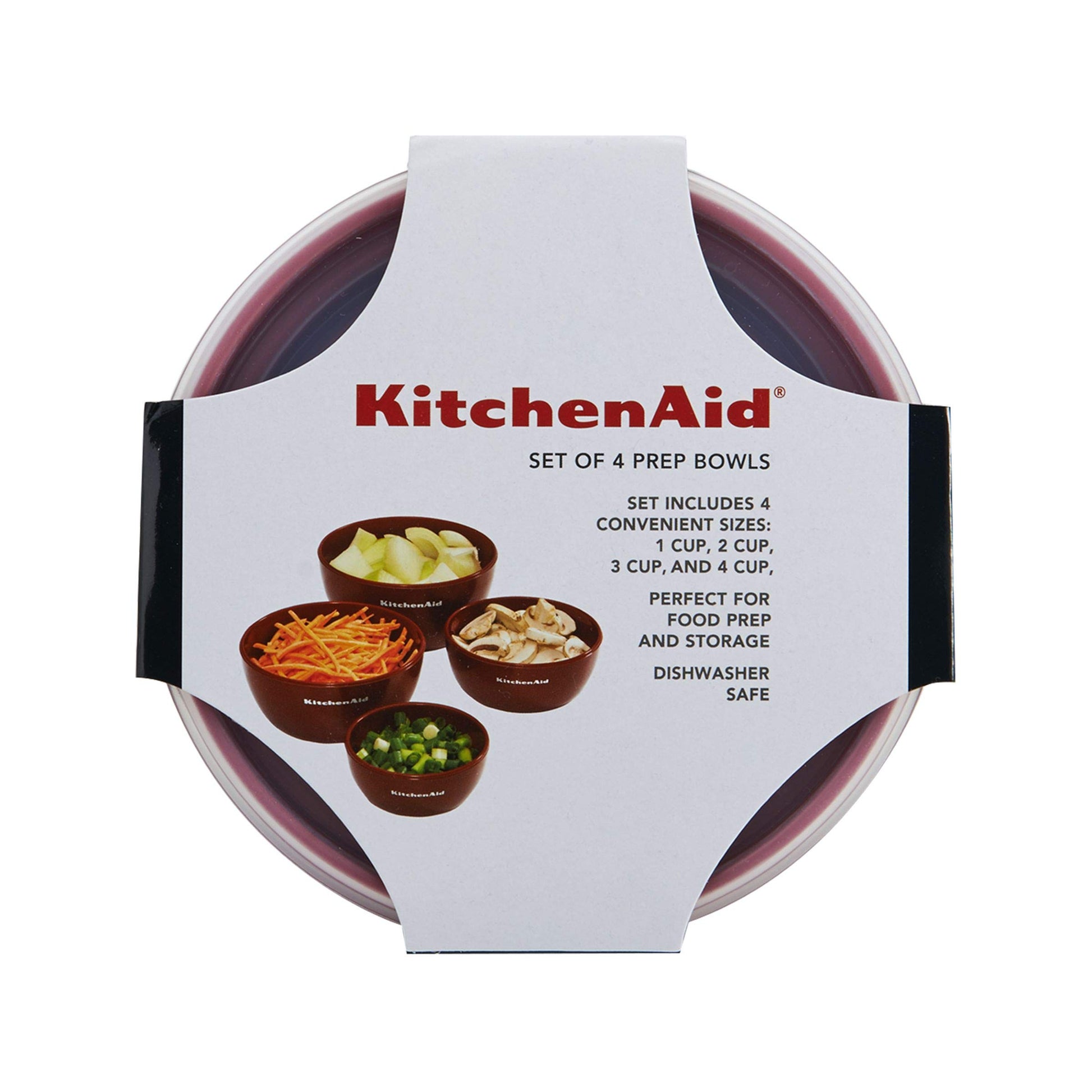 KitchenAid Classic Tazones de preparación con tapa, juego de 4 (8, 16, 24 & 32 oz), Empire Red