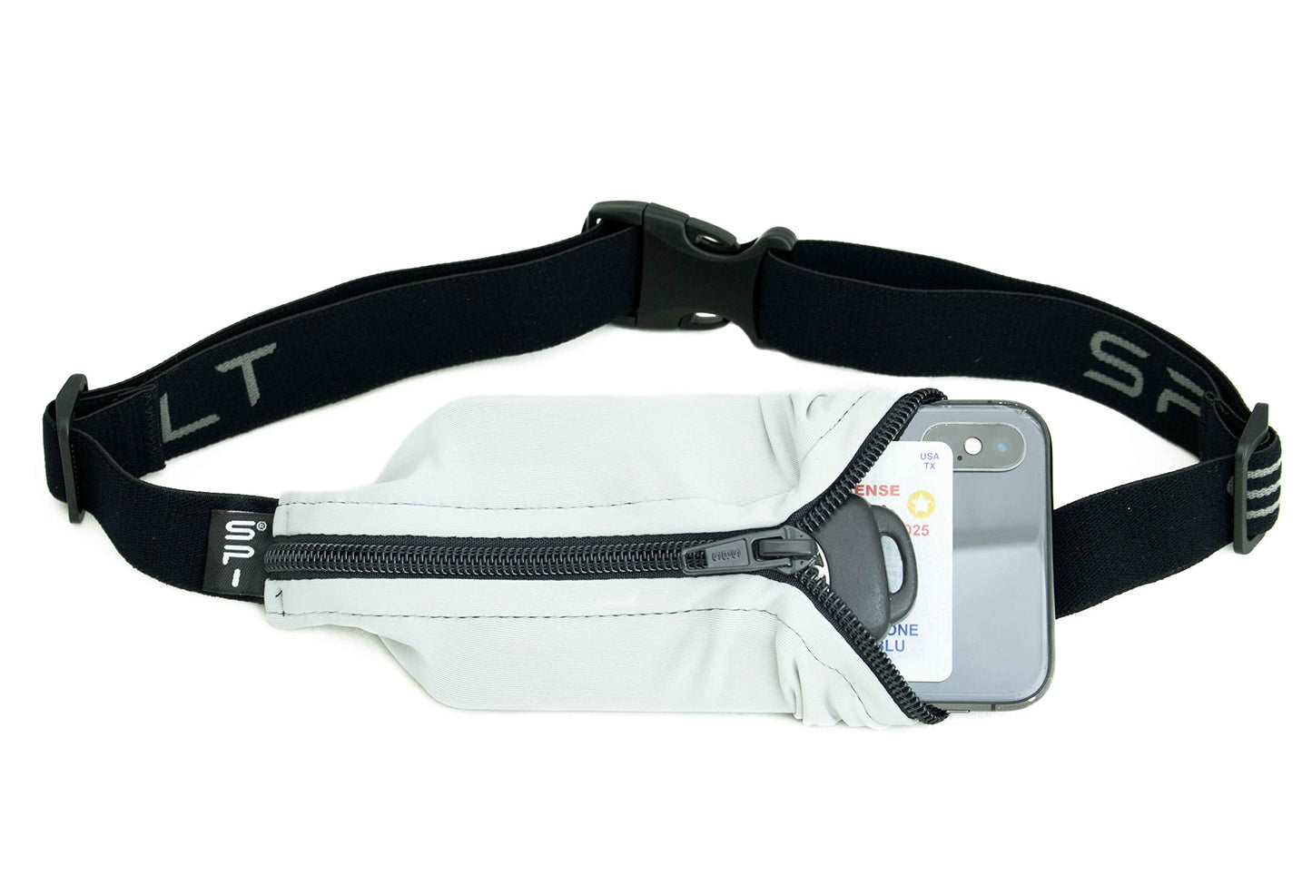 Cinturón de Bolsillo SPIbelt Negro Expandible y Ajustable para Correr para Mujer y Hombre