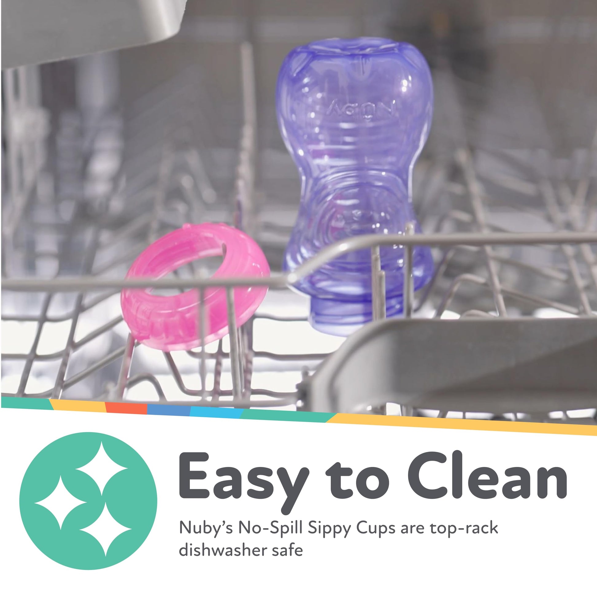 Vasos Antiderrame Nuby Multicolor con Popote Flex para Niña