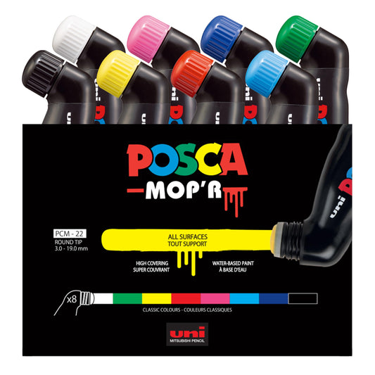 Marcadores Posca Mop'R Tonos Básicos Punta Redonda XXL 8 Piezas Multicolores