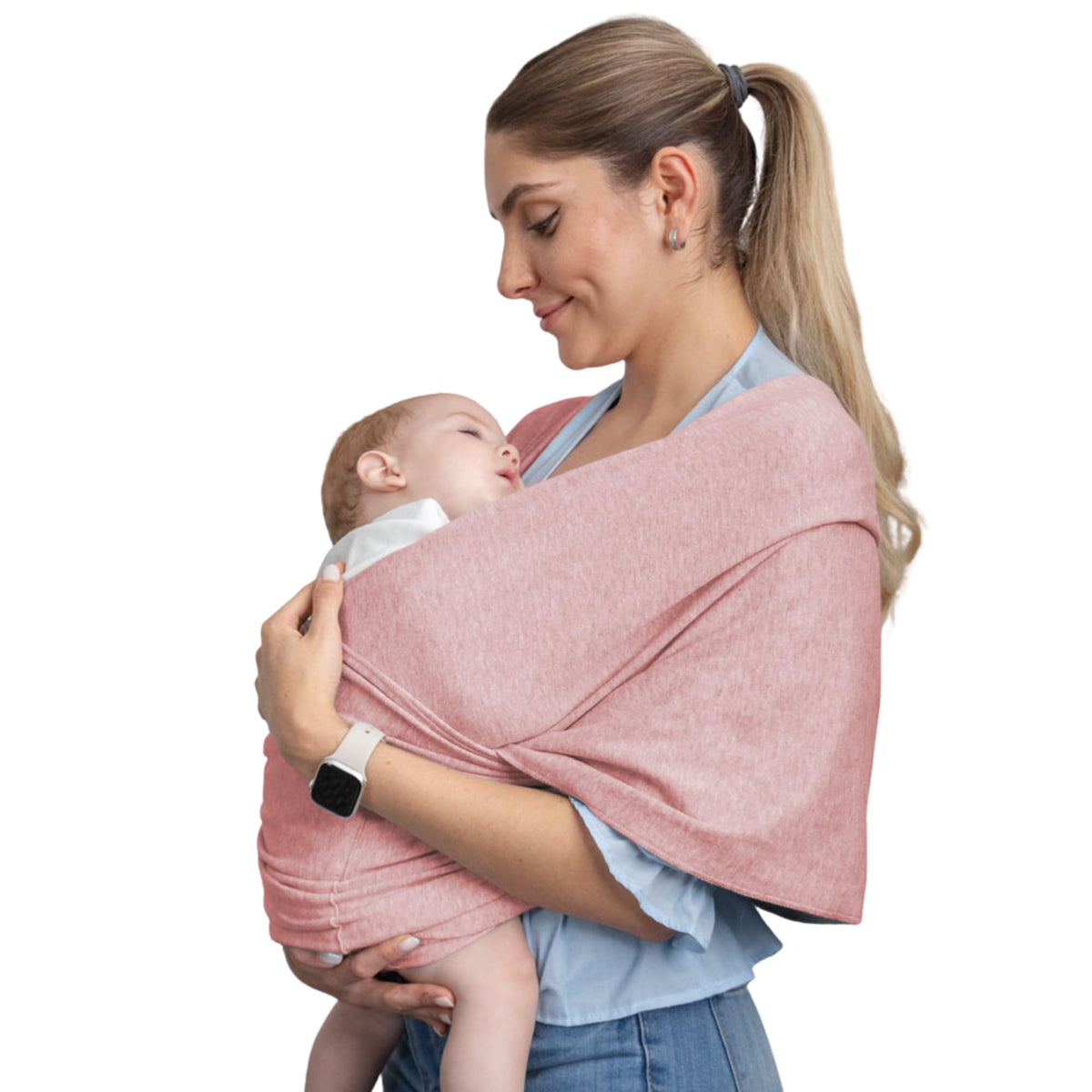 Baby Mink Fular Portabebé para Recién Nacido, Rebozo Ergonómico Suave para Cargar Bebé (Rosa Blossom)