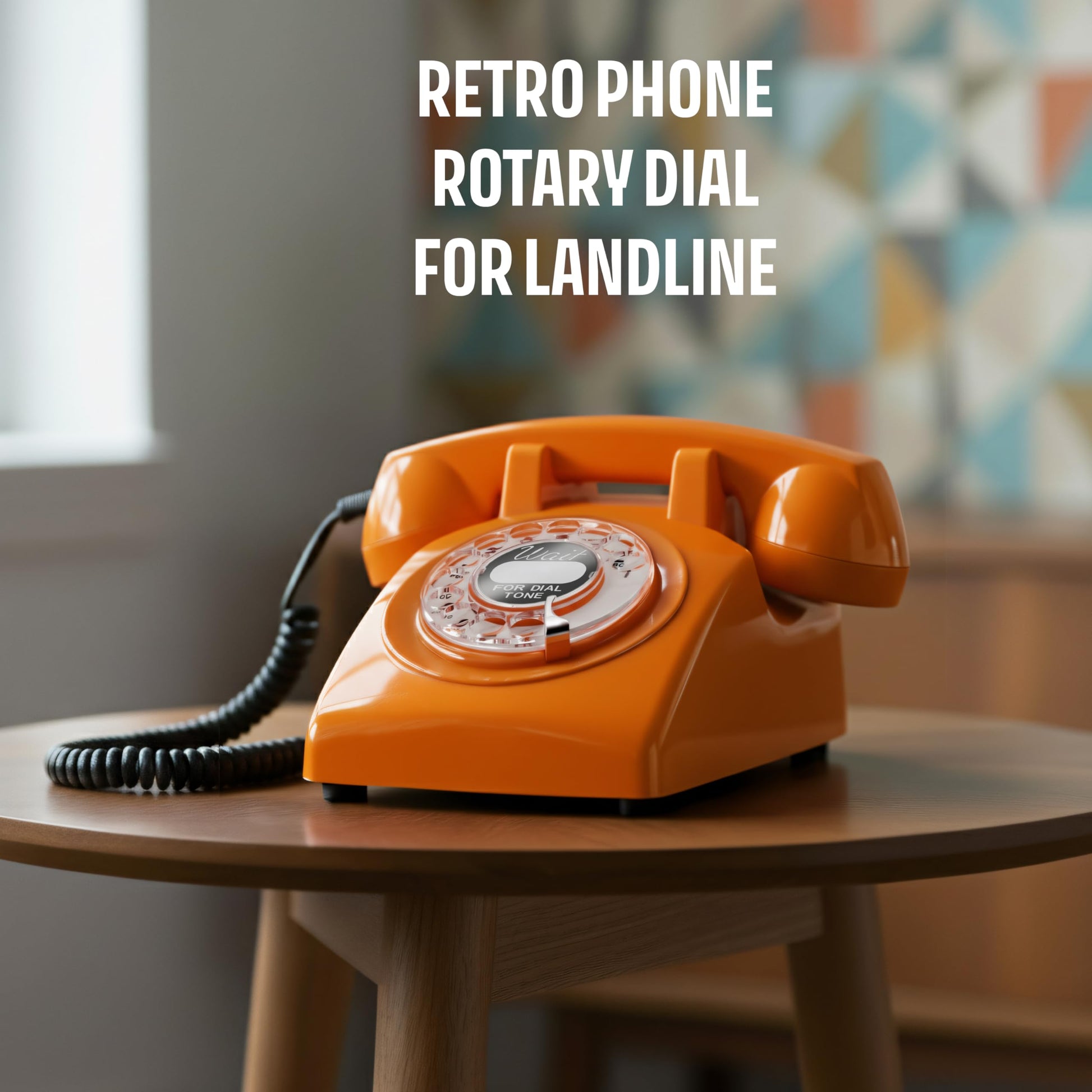 Opis Technology - Cable giratorio retro para teléfono fijo de los años 60, estilo antiguo clásico de los años 60, con campana de metal real, color naranja