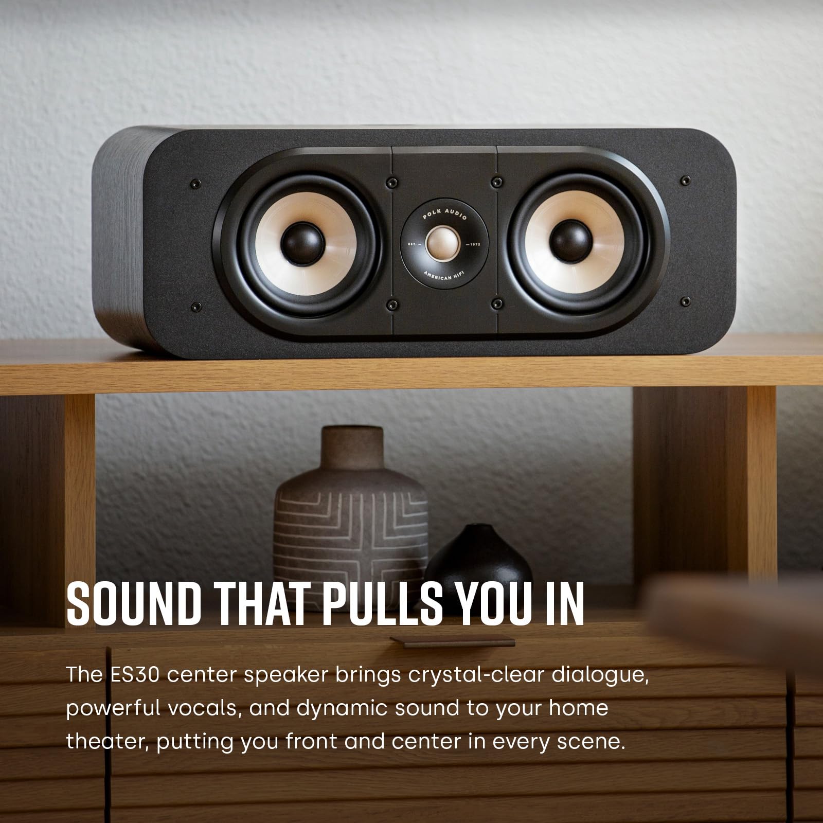Polk Audio Signature Elite ES30 - Altavoz (Canal Central), Color Negro