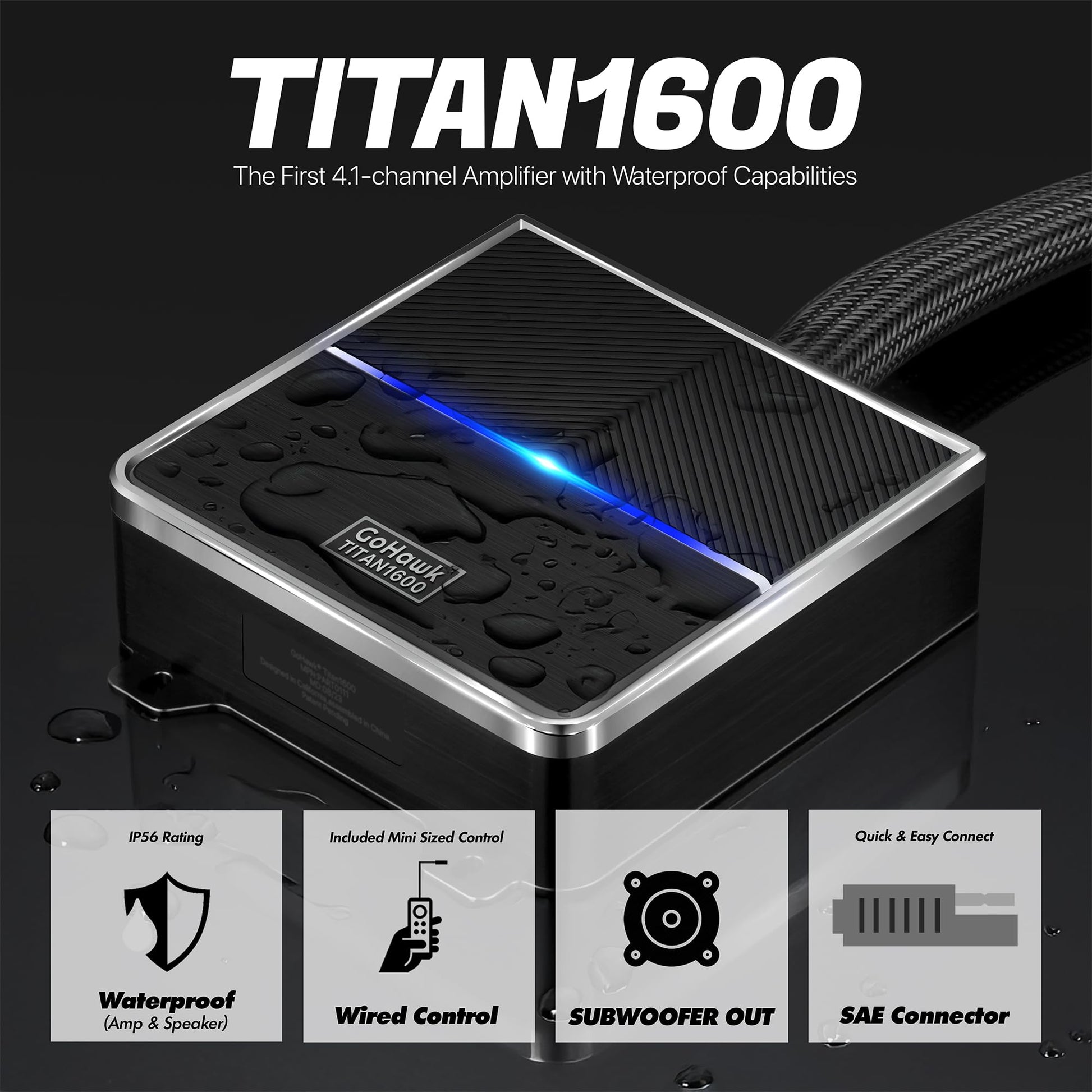 GoHawk - Altavoces Bluetooth para motocicleta, sistema de audio con amplificador de 4.1 canales impermeable de 4.1 canales con altavoces de 4.25 pulgadas | Estéreo de música montado en el manubrio