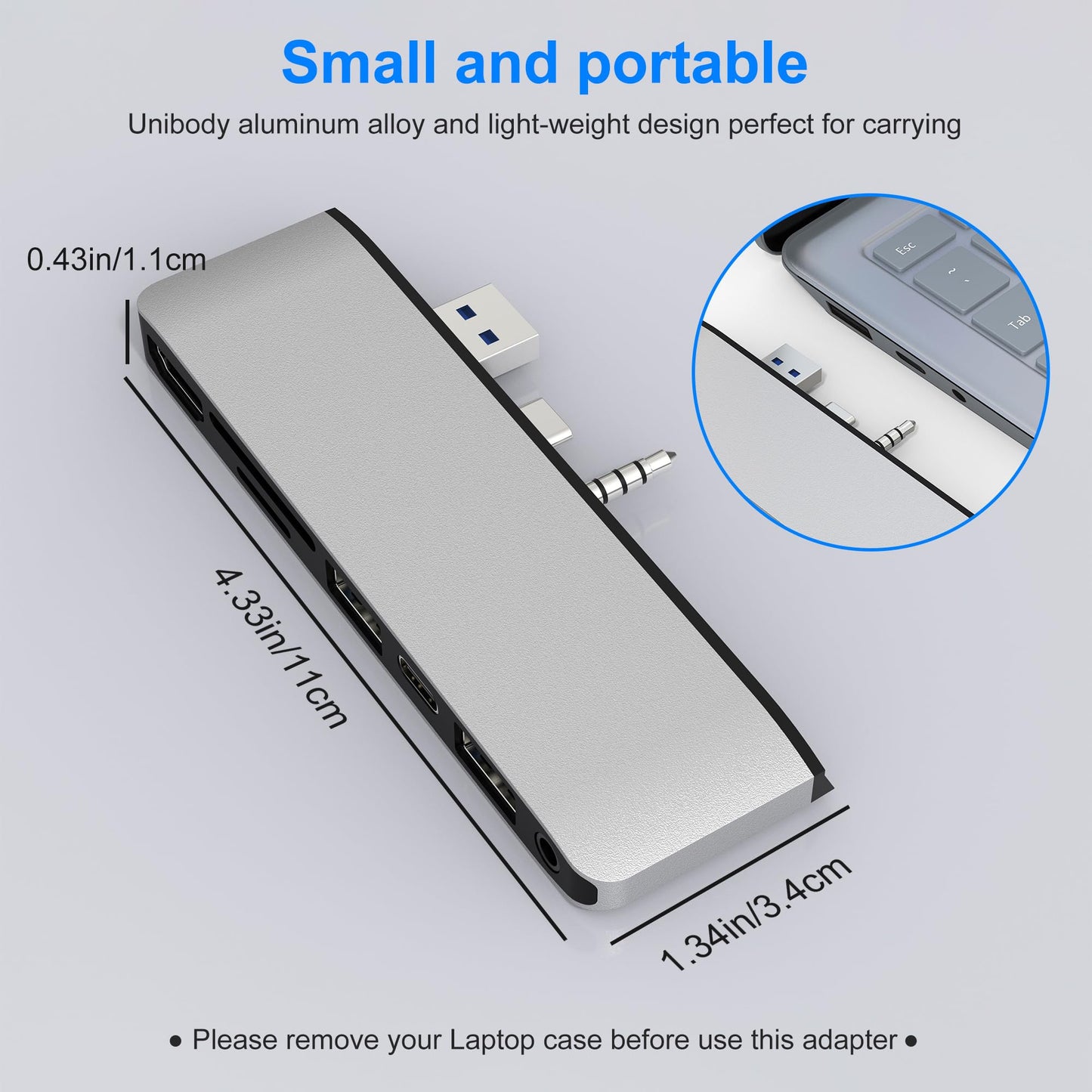 Hub Dockingstation para Surface Laptop Go/3/4/5 con HDMI 4K, USB 3.0 y USB C