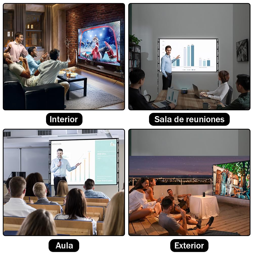 AOSO Pantalla para Proyector de 100 Pulgadas con Soporte, DiseñO PortáTil (TamañO 40x18x19cm), 16:9 4K HD Resistente a Las Arrugas Pantalla de Cine para La Noche de Cine y Fiesta (100 Pulgadas)