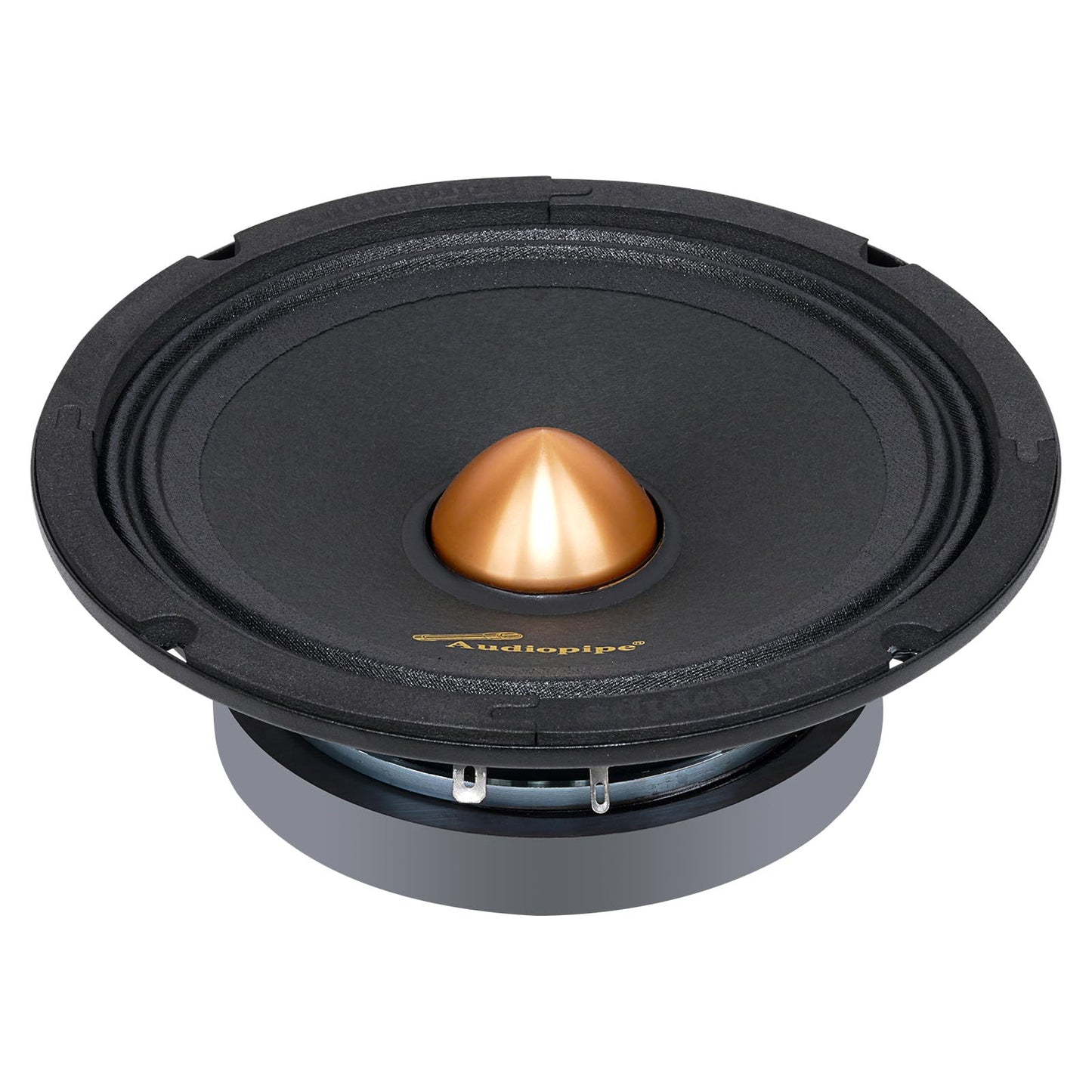 Audiopipe Altavoz de baja frecuencia media de 6 pulgadas, 200 W máximo cada uno, tapa antipolvo de bala dorada