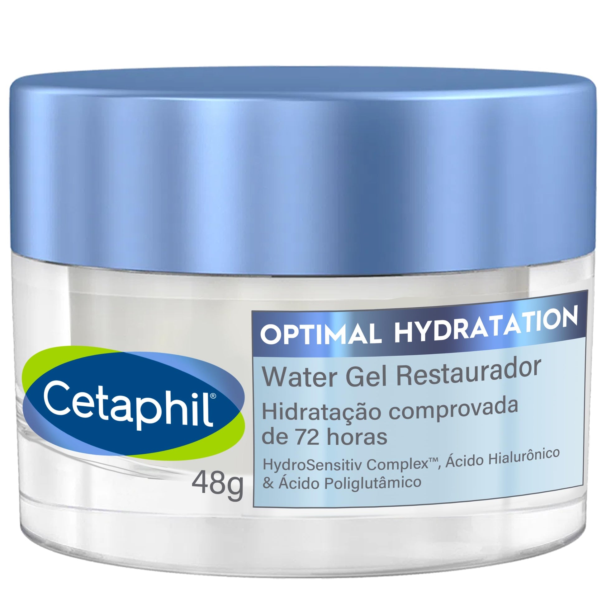 CETAPHIL OPTIMAL HYDRATION WATER GEL 48gr 72 hrs de Hidratación Piel Deshidratada y Sensible con Ácido Hialurónico Poliglutámico y Vitaminas Recomendado por Dermatólogos para Piel Sensible