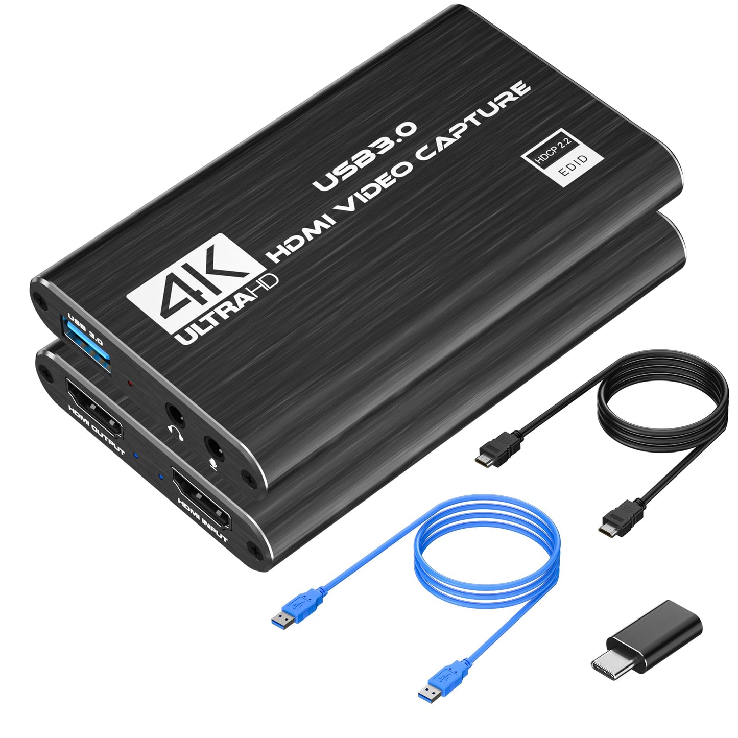 capturadora de Video, Tarjeta de Captura de Video HDMI 4K, USB3.0 1080P 60FPS Dispositivo de Captura de Video, Tarjeta de Captura de Juegos para transmisión, Funciona con Nintendo Switch, Xbox Series