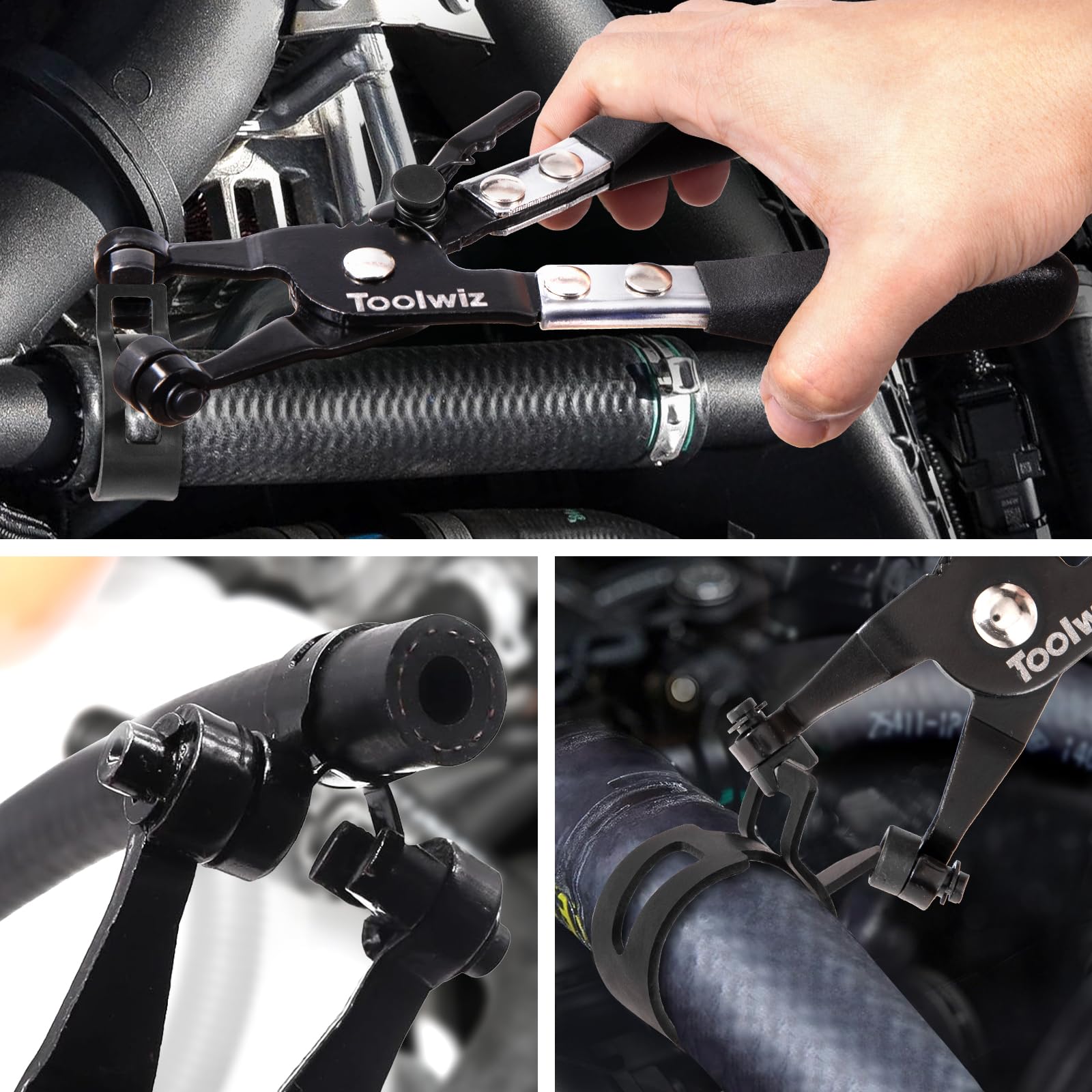 Toolwiz Alicates Abrazaderas Coche, Manguera Alicates Abrazaderas Metalicas Herramienta de Eliminación e Instalación, Herramientas Reparación Automática para de Manguera de Agua