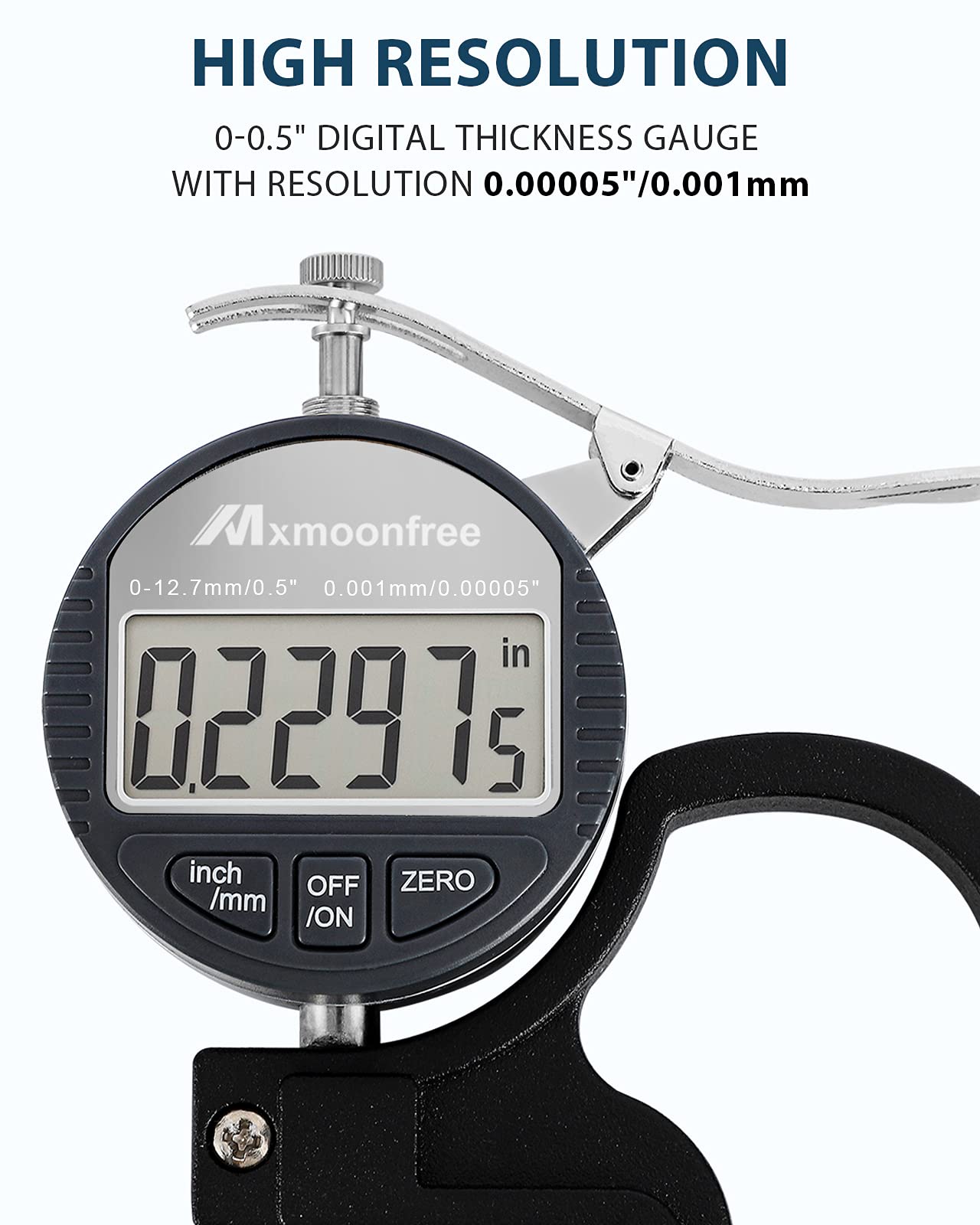 Medidor de Espesor Digital Mxmoonfree con Pantalla LCD y Conversión de Unidades 0.001 mm/0.00005 Pulgadas