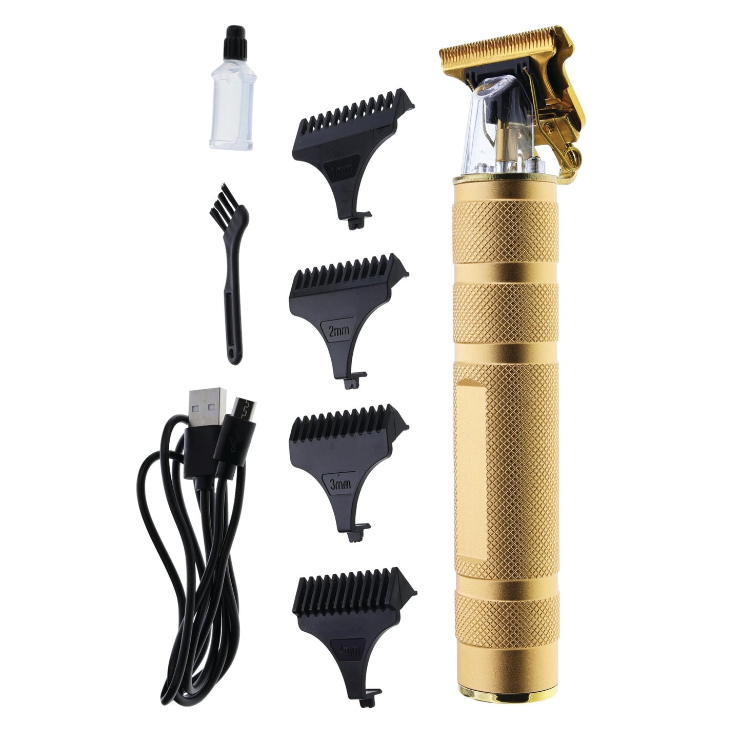 Cutting Edge-Recortadora de barba con cuchillas en T para hombres, recortadora de barba de precisión con cuchillas en T, cuchillas de titanio dorado hipoalergénicas y sin bultos, 4 peines guía, recarg
