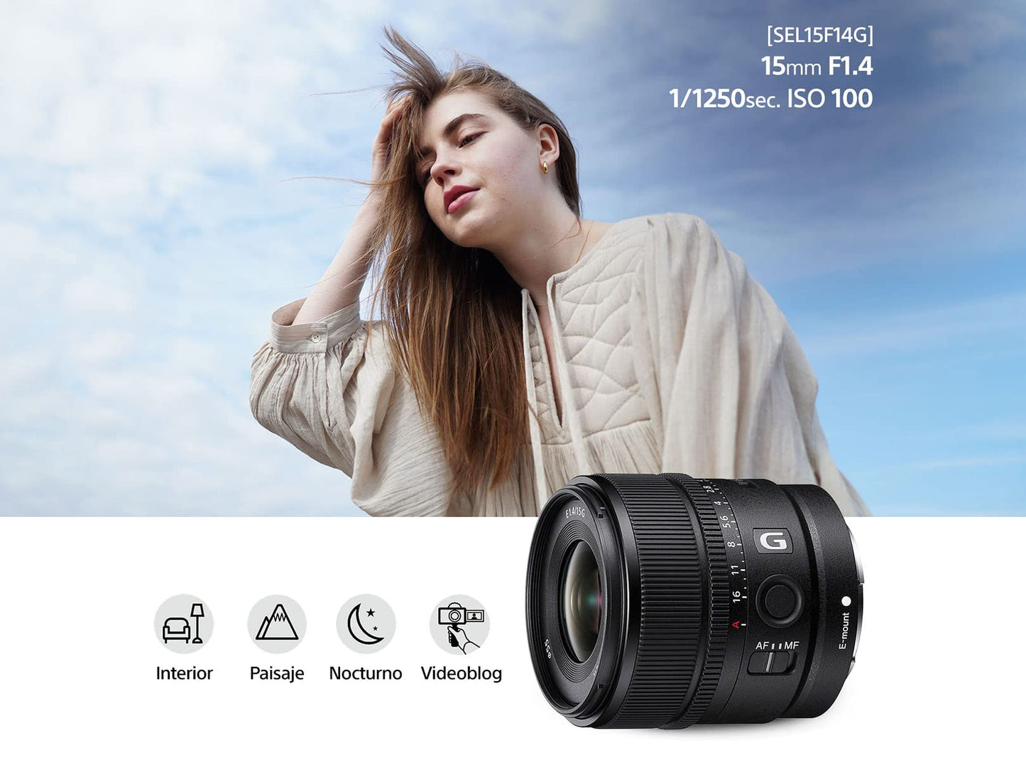 Lente Gran Angular Sony 15mm F1.4 G Montura E APS-C con Estabilizador