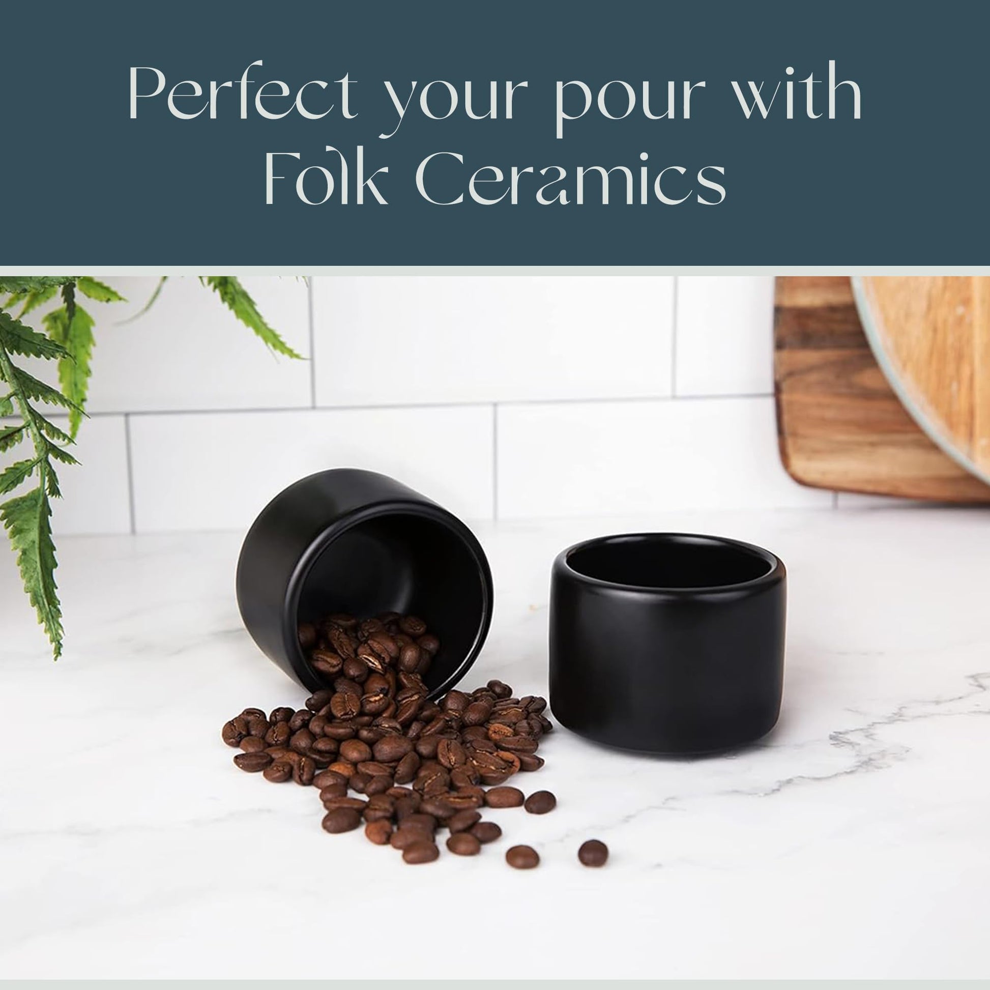 Folk Ceramics Leonard Tazas de café expreso de cerámica | Modernas tazas apilables demitasse para espresso, paredes gruesas, sin mango, duraderas, aptas para lavaplatos y microondas, juego de 2, 3