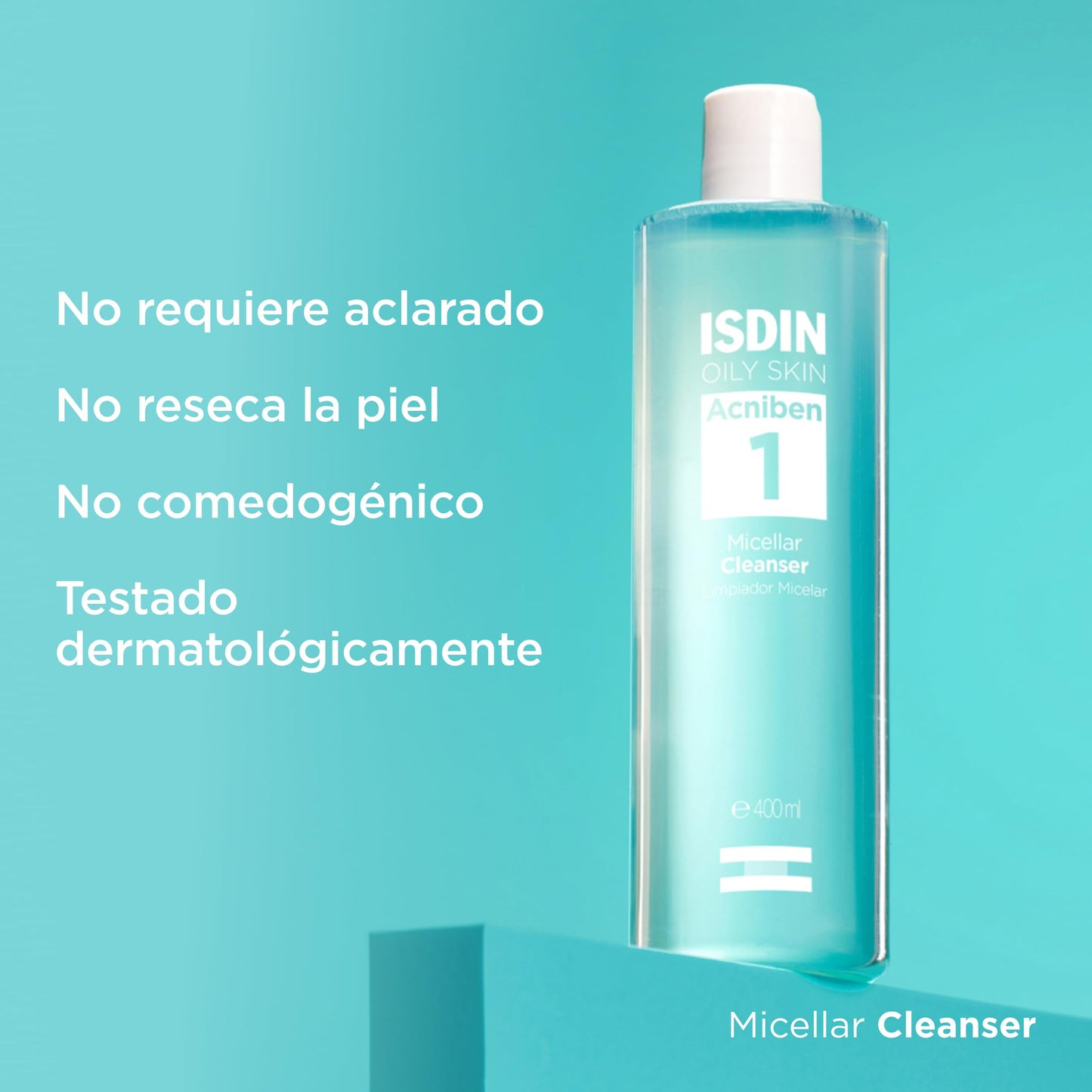 ISDIN AcnibenMicellar Cleanser, Limpiador Facial Desmaquillante Específico Para La Piel Grasa O Con Tendencia Acneica, Elimina El Exceso De Grasa Sin Resecar, Con Zinc Pca - 400 ml