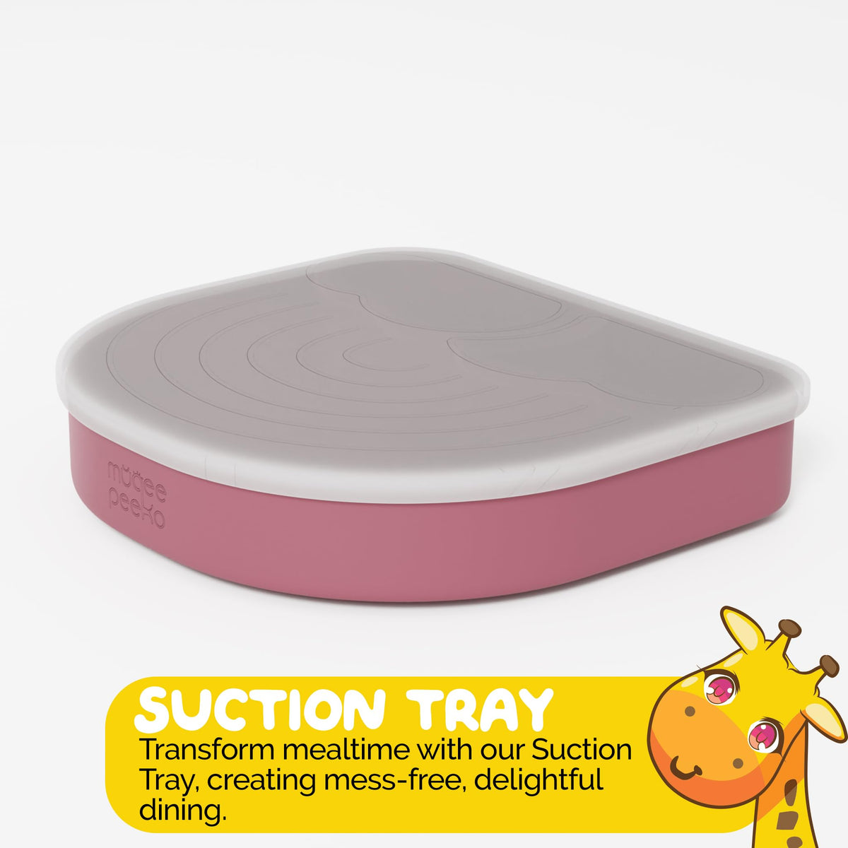 Muqee Peeko - Suministros de destete LED para bebé para bebés en color rosa para niñas con bebé, artículos imprescindibles como platos de bebé con succión y utensilios para niños pequeños, (juego de 3