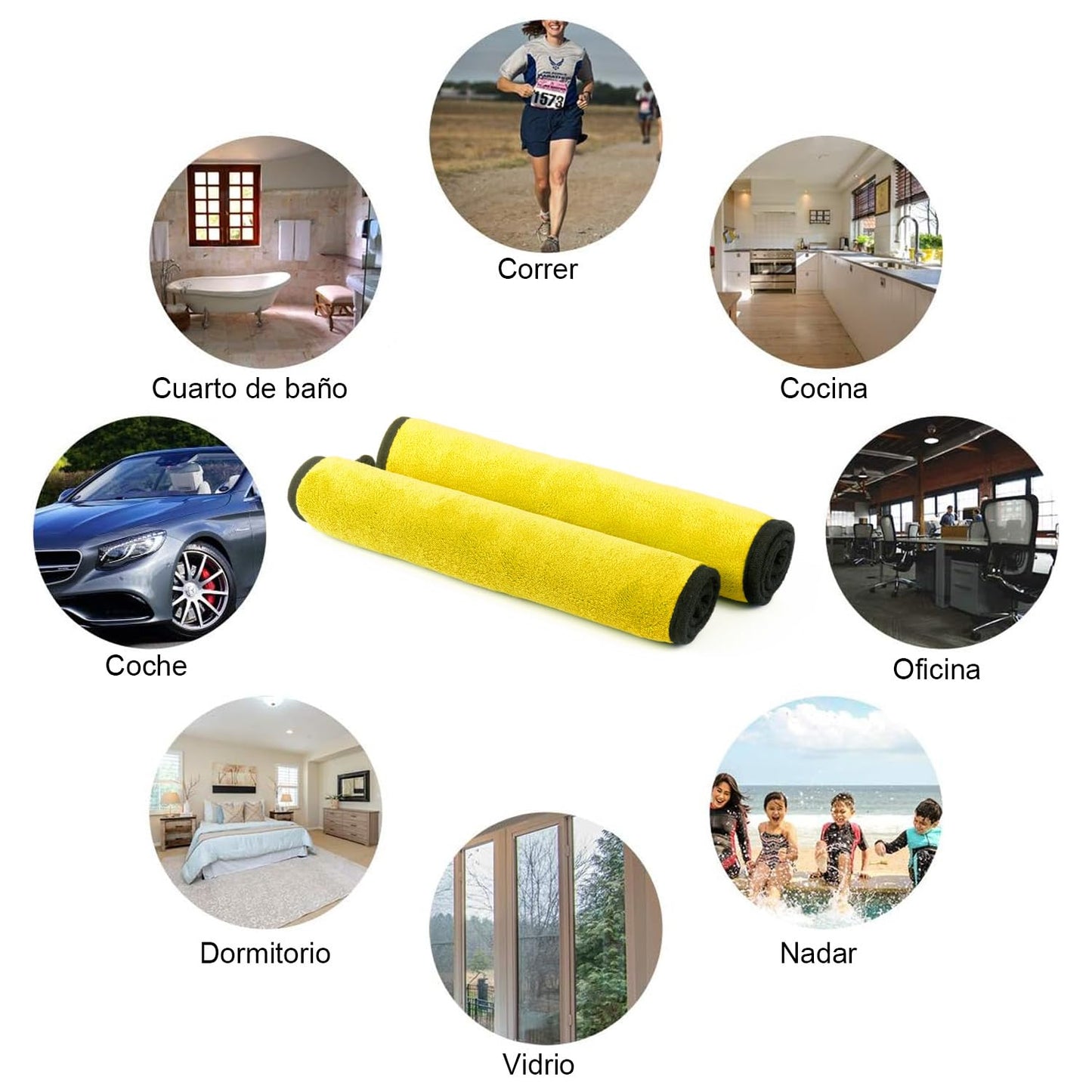 DASKING Kit Limpieza Coche, Guante y Toallas de Microfibra Premium de Lavado Coche, 2PCS Toallas (30 * 40cm) y 1PC Guante para la Limpieza de vehículo, Juego de Limpieza para Automóviles,Amarillo