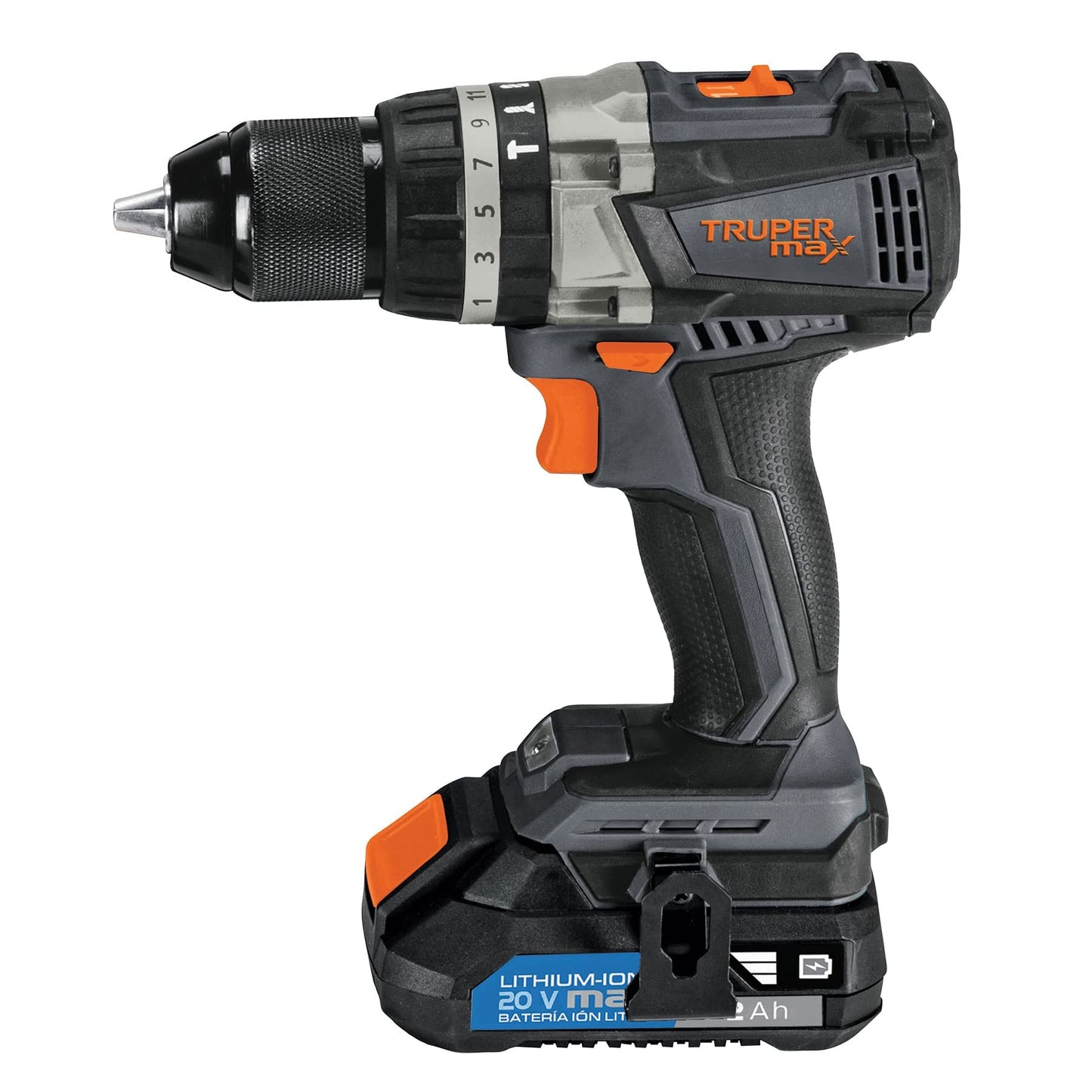 Truper Max MAX-20R, Rotomartillo inalámbrico 1/2", motor libre de carbones (brushless), con 2 baterías Ion Litio 2 Ah y maleta de 14", 20 V