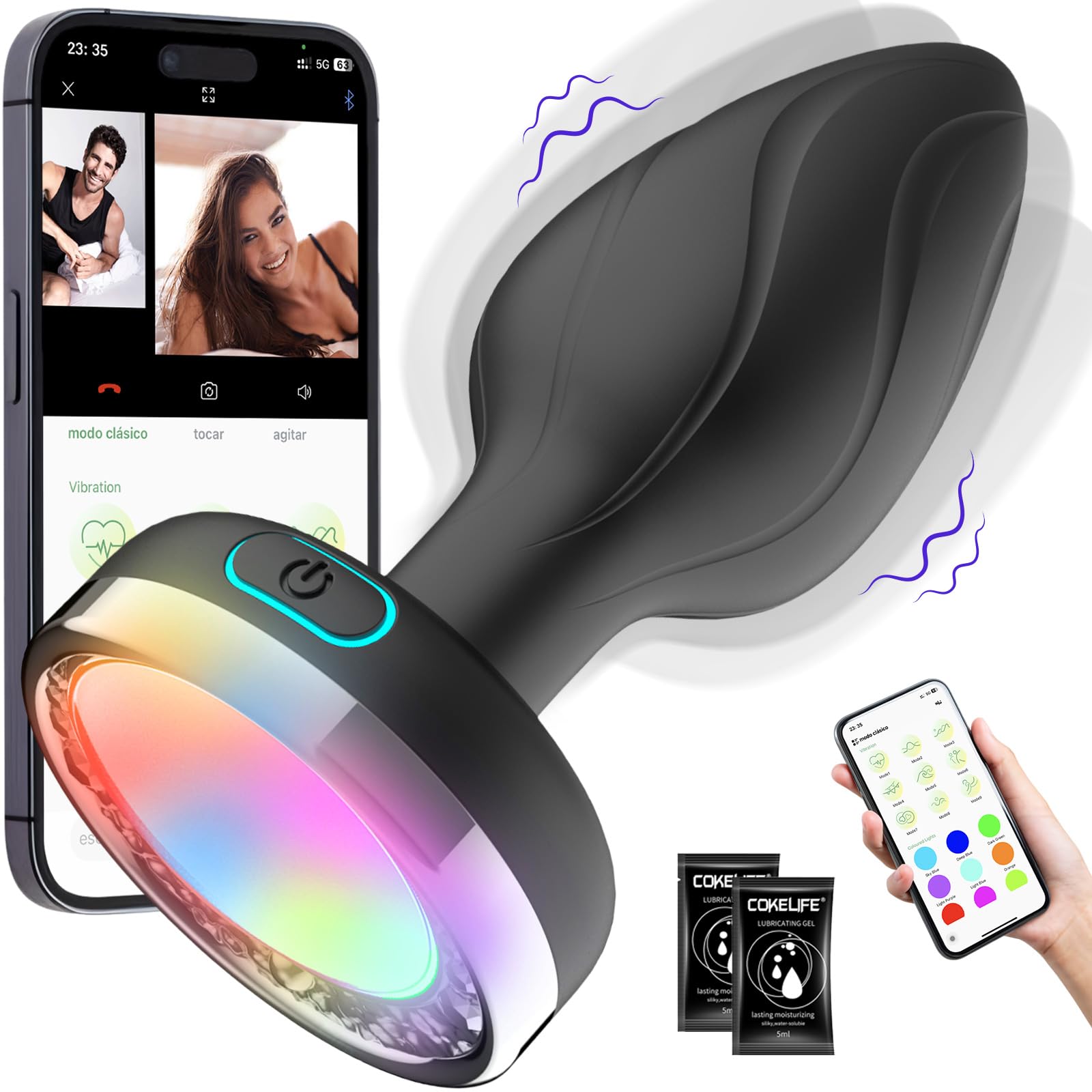Vibrador Anal ZEZELIFE Negro Control por APP Inteligente con 9 Modos para Mujer y Hombre