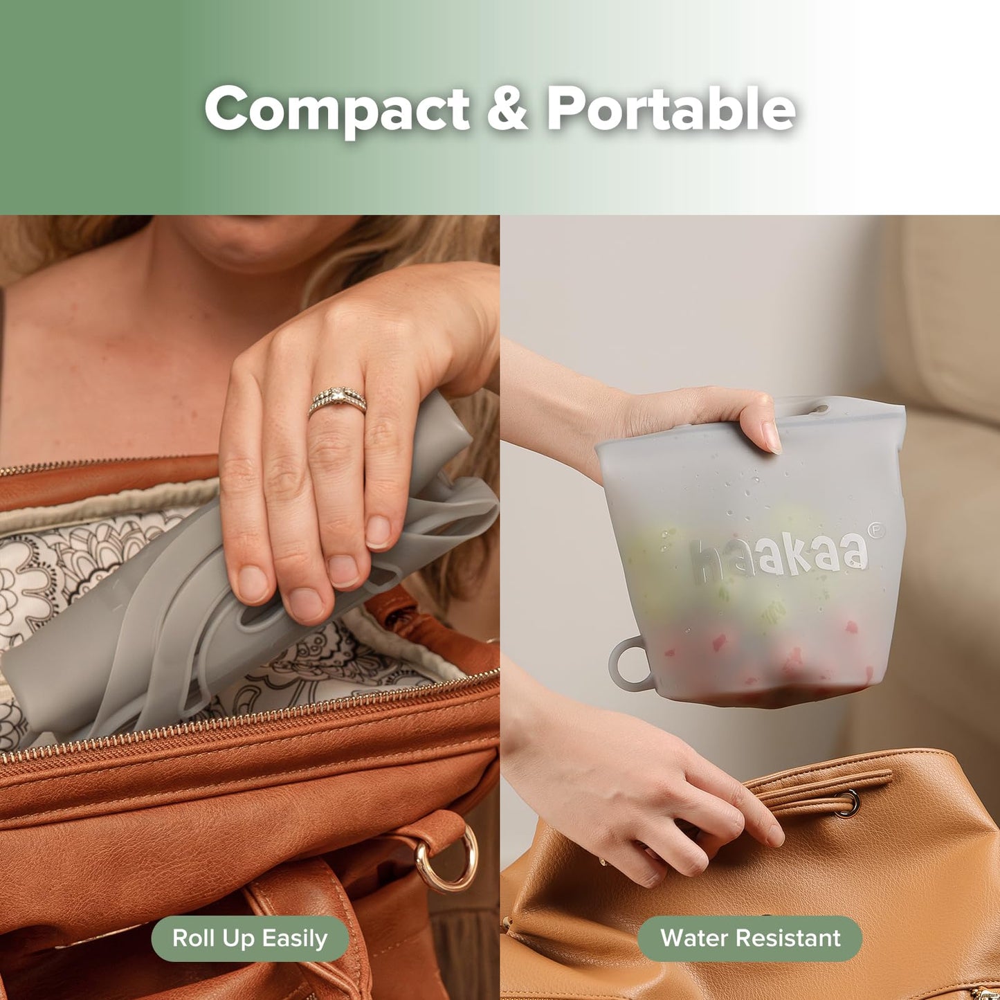 Bolsa de silicona para microondas y esterilización de viaje Haakaa, bolsas de silicona reutilizables para vaporizar de 900ml/30oz para artículos pequeños de bebé, chupetes, mordedores o tazas de bebé