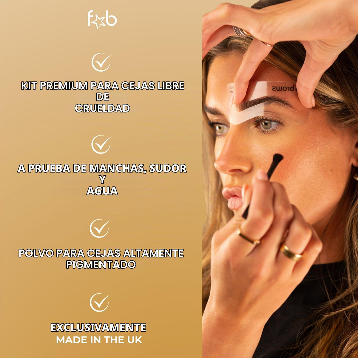 Kit Profesional para Cejas Fab Brows Duo – Polvo para Cejas Chocolate, Plantillas, Brocha y Espejo | Maquillaje de Cejas a Prueba de Agua y Larga Duración