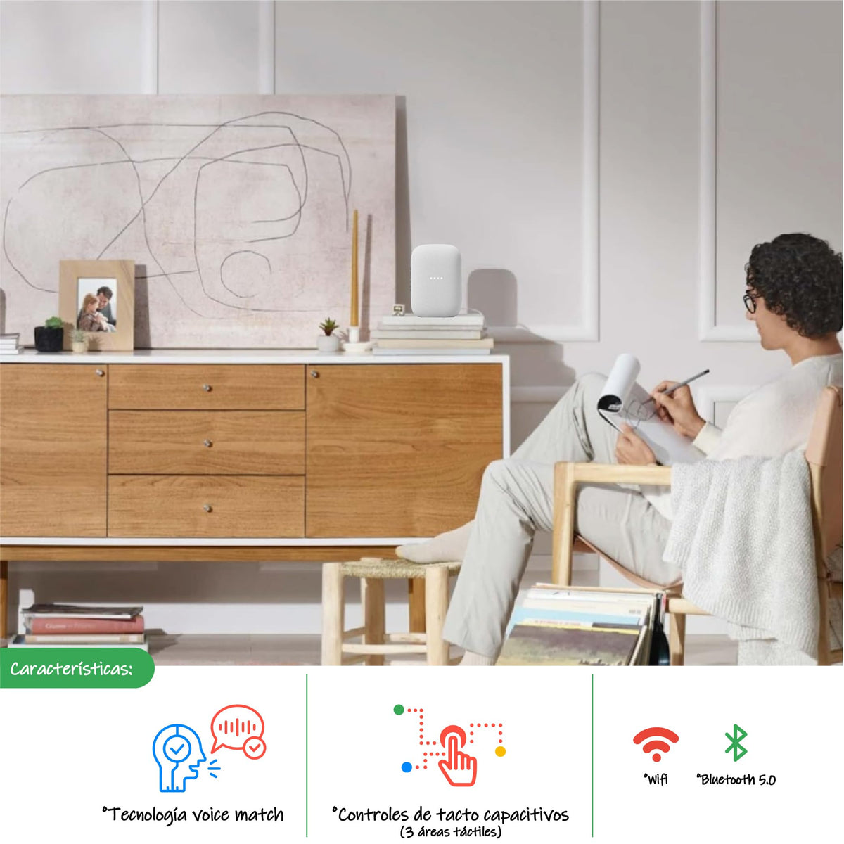 Altavoz Bluetooth Google Tiza con Asistente Integrado y Sonido Potente