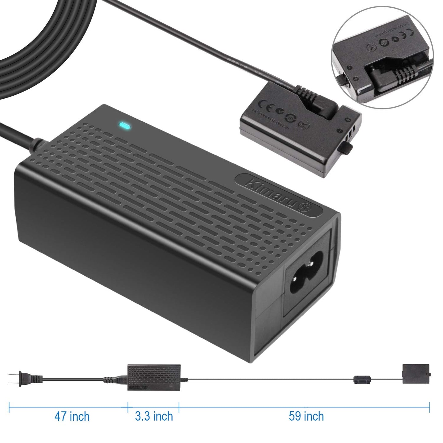 Kimaru DR-E10 de ACK-E10 LP-E10 de Acoplamiento de CC batería ficticia Kit de Adaptador de CA para Canon EOS Rebel T3 T5 T6 T7 1100D 1200D 1300D 1500D 2000D, Beso X50 X70 X80 X90 cámaras.
