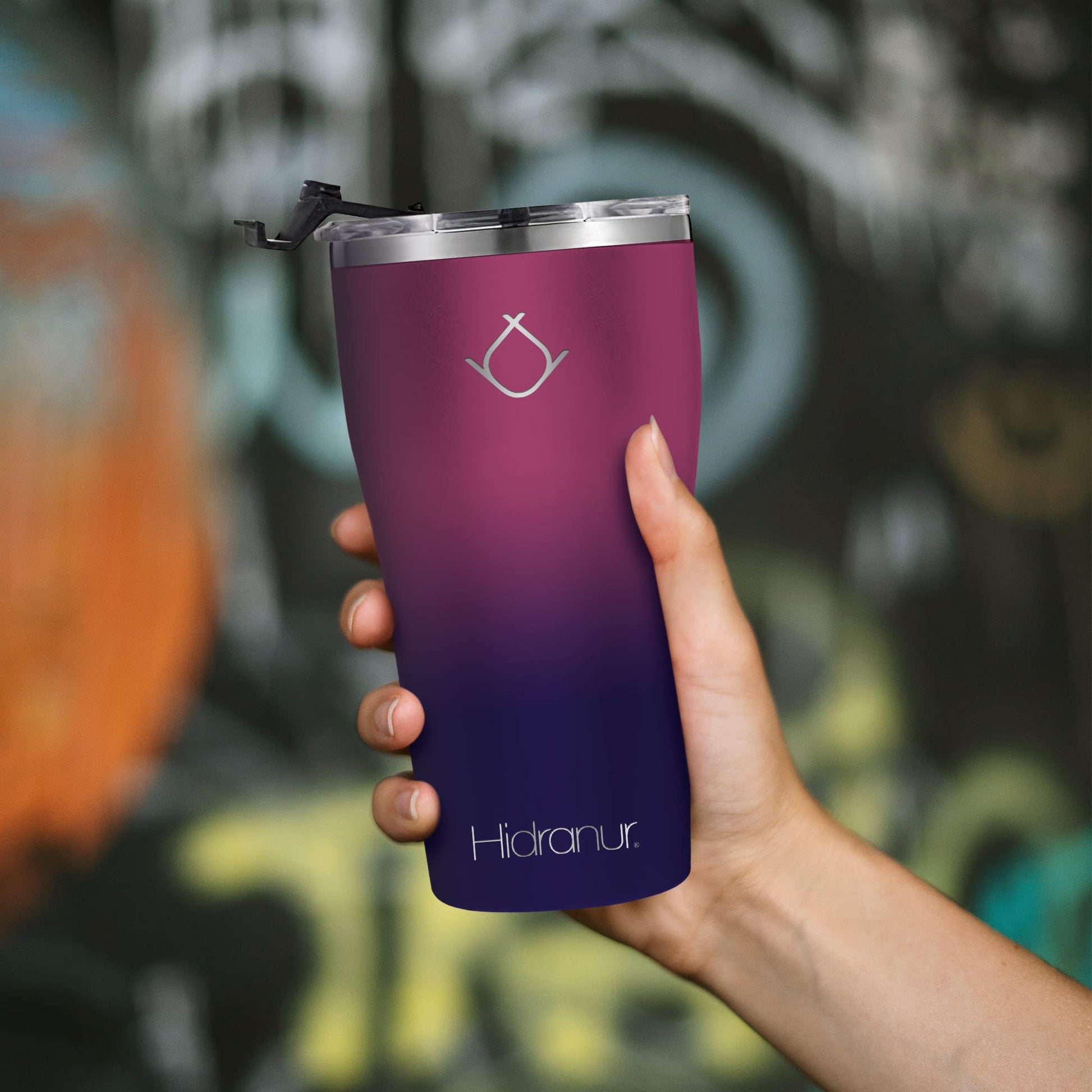 Hidranur Termo de Acero Inoxidable Doble Aislamiento Térmico, 20 oz (591.471 ml), Termo para Café, Tapa Hermética Antifugas, Popote Incluido (Morado, 20 Oz (591.471 ml))