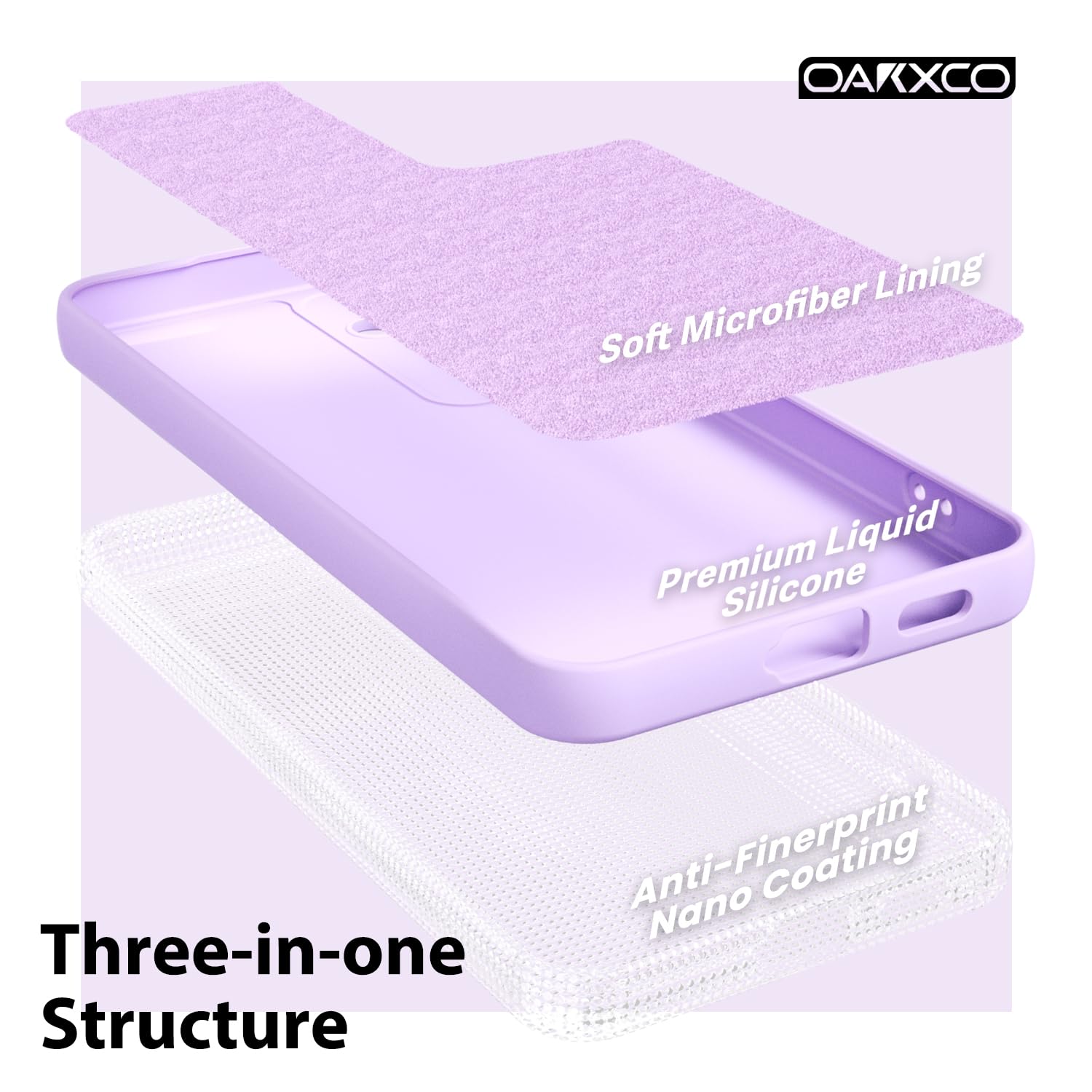 oakxco - Funda para Samsung Galaxy S24 de silicona líquida, fina y delgada, de gel de goma suave de TPU para mujeres y niñas, color sólido mate, lila, lavanda, morado claro