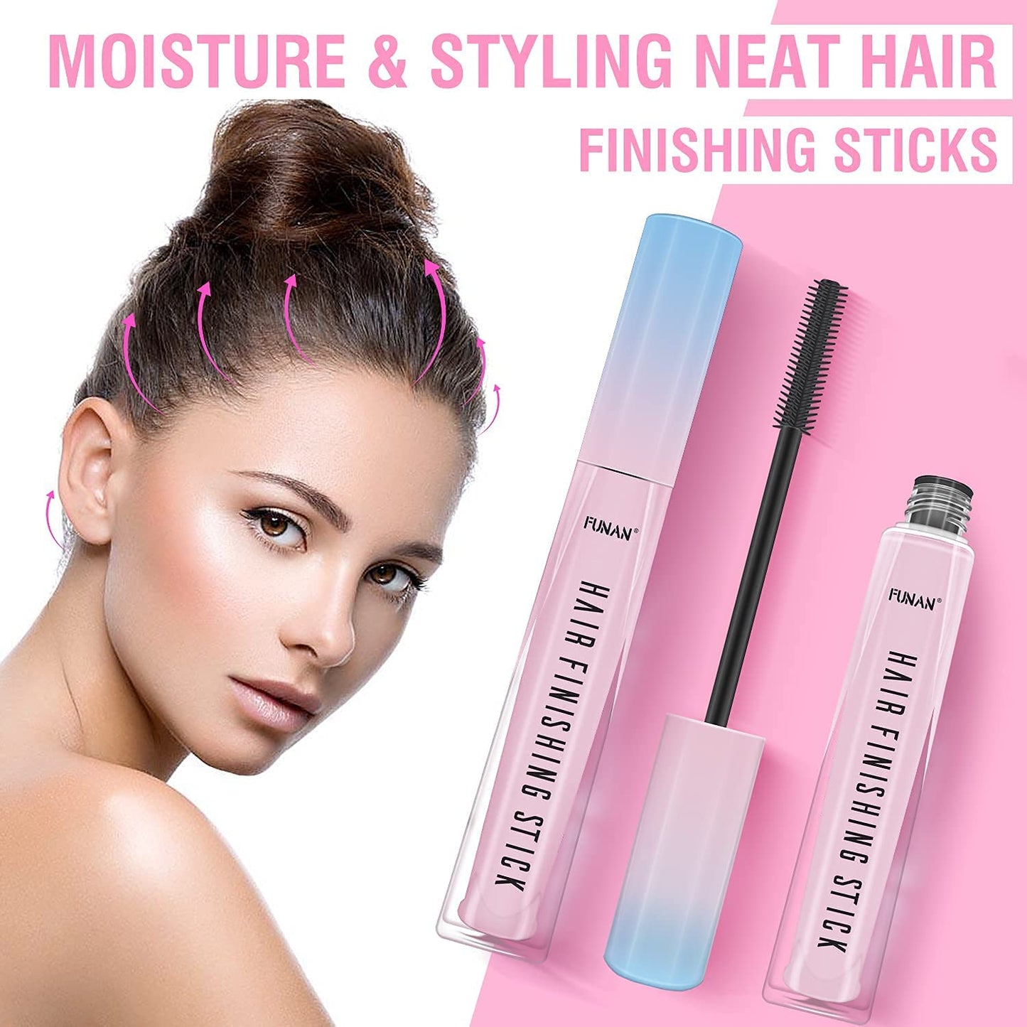 FUNAN 2 barras de acabado de cabello, para cabello pequeño roto, barra de acabado de cabello roto, naturalmente refrescante, no graso y no pegajoso