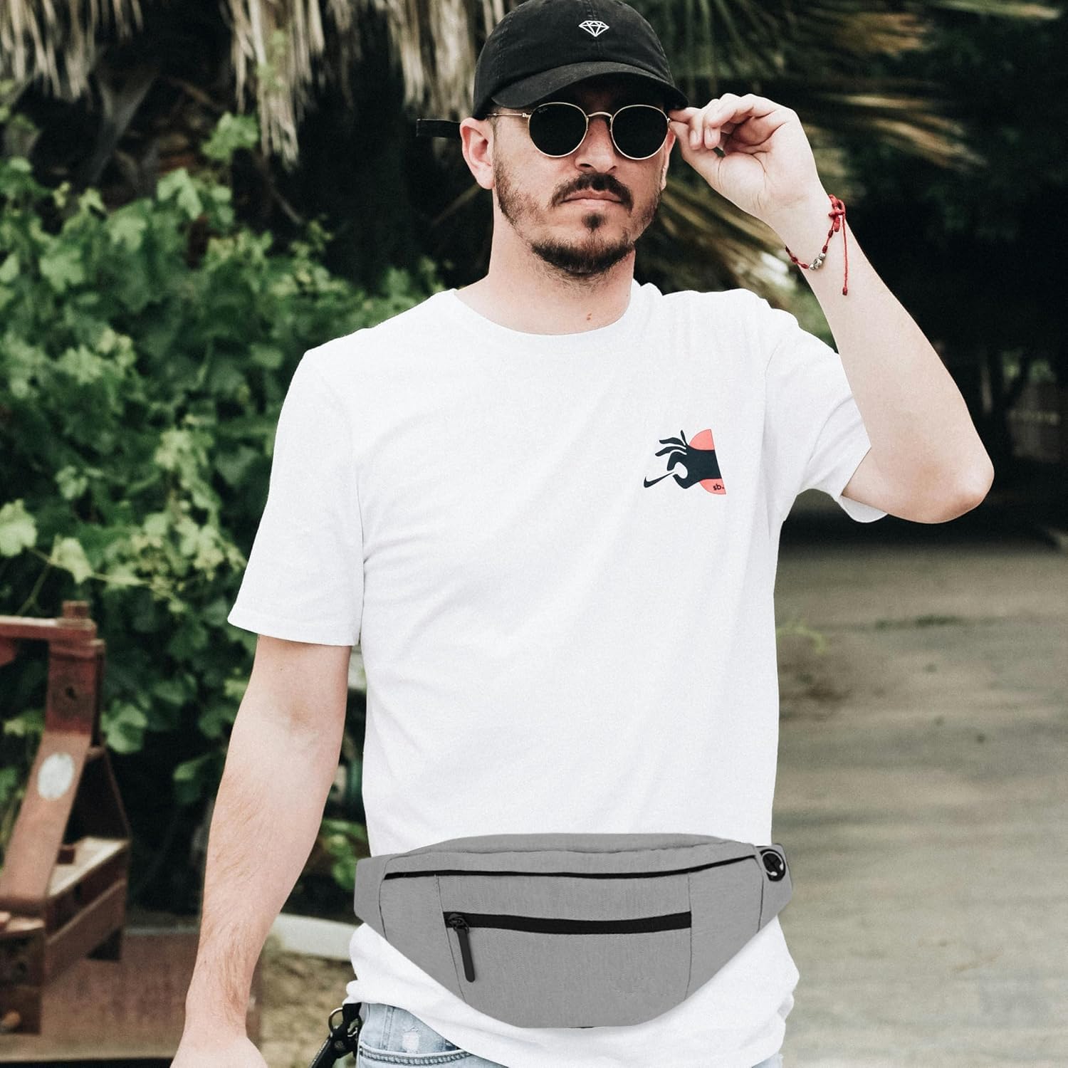 CXJYSD Riñonera de casual para hombres y mujeres,correa de hombro ajustable multifuncional,bolso cruzado con 4 bolsillos con cremallera, adecuado para hacer ejercicio,correr (gris claro-04)