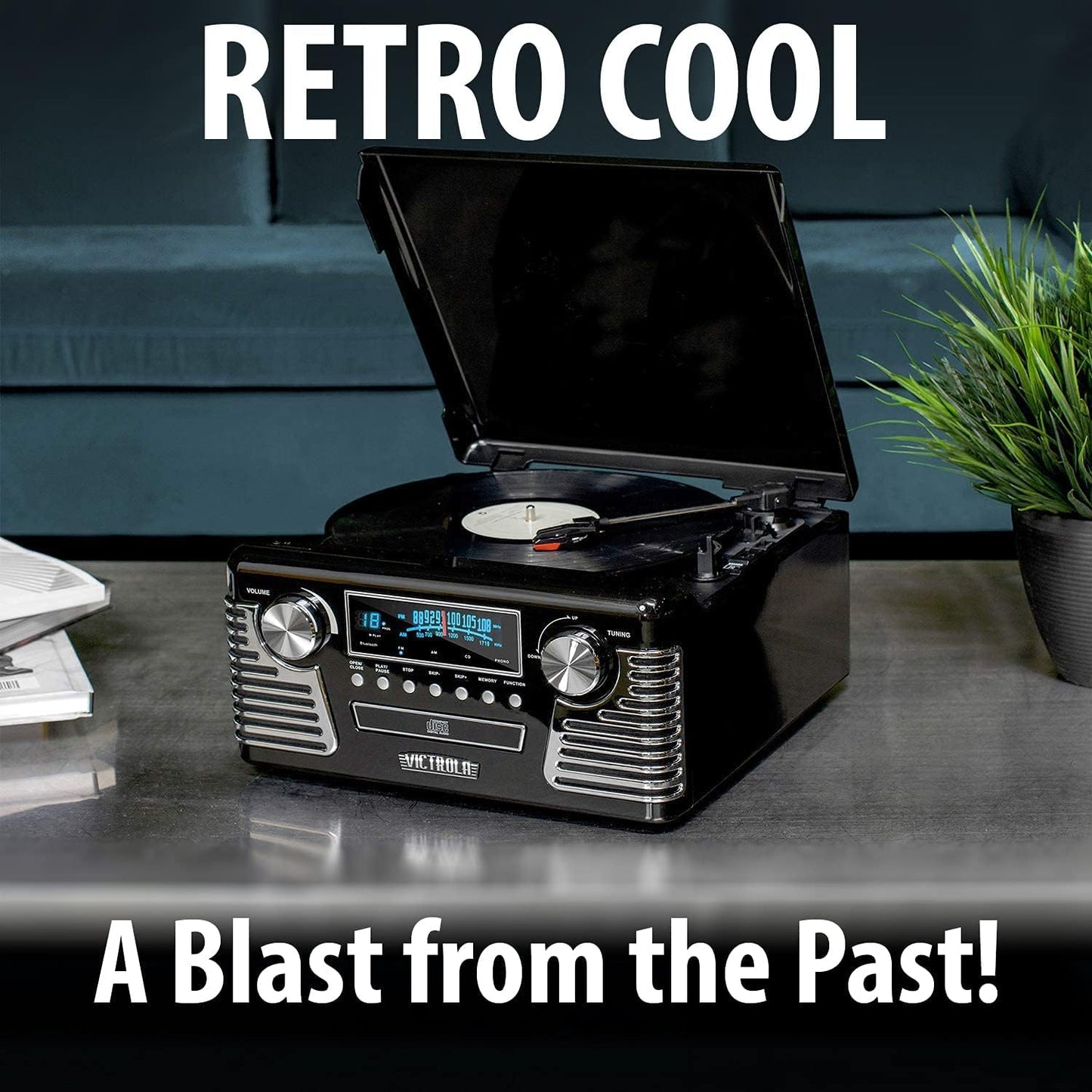 Tocadiscos Retro Bluetooth Victrola Haley Rojo con Centro Multimedia y Altavoces Integrados