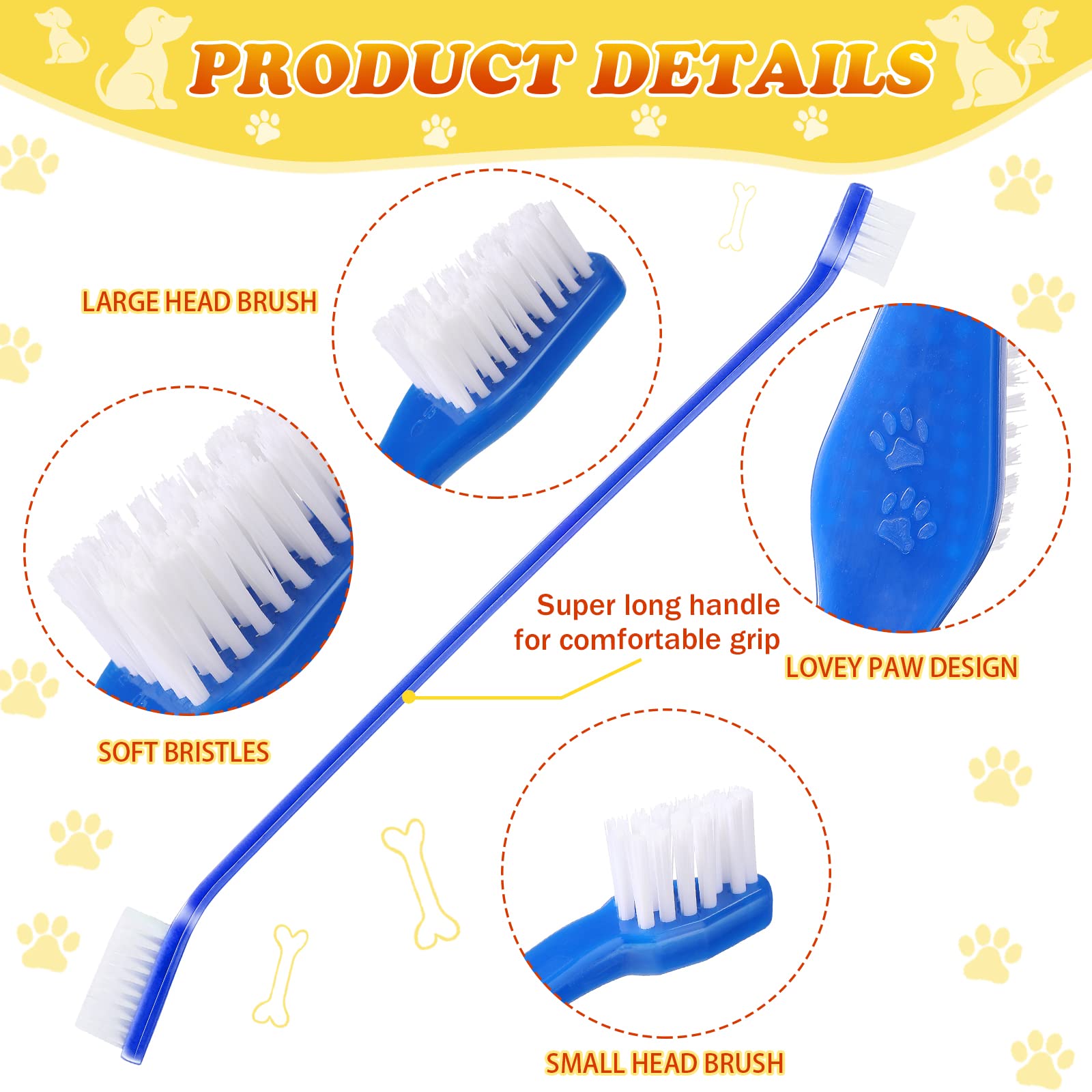 Cepillos de Dientes Doble Cabeza Nuenen Multicolor de Mango Largo para Perros (150 Piezas)
