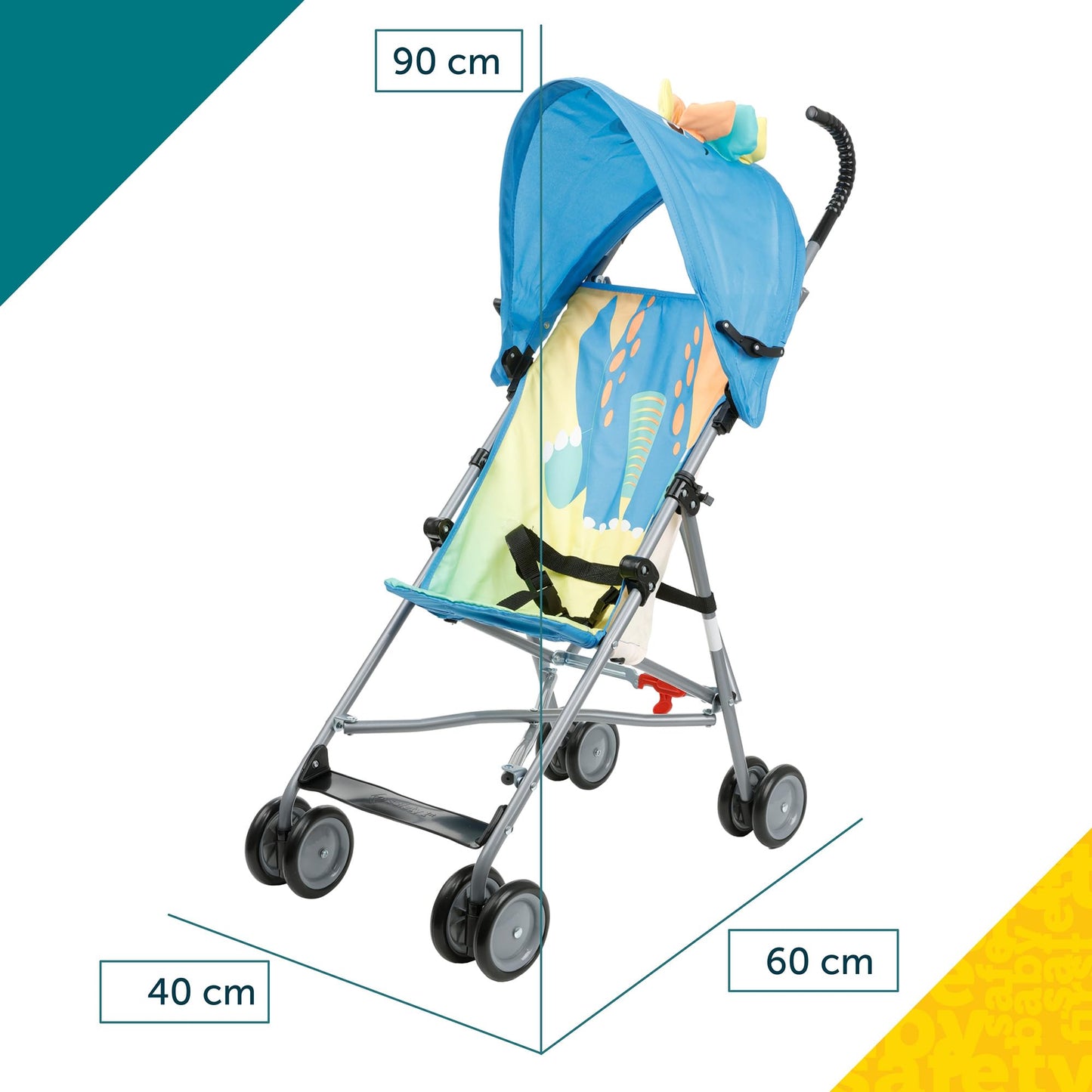 Carriola Safety 1st Negra con Arnés de Seguridad y Personaje Divertido para Niños