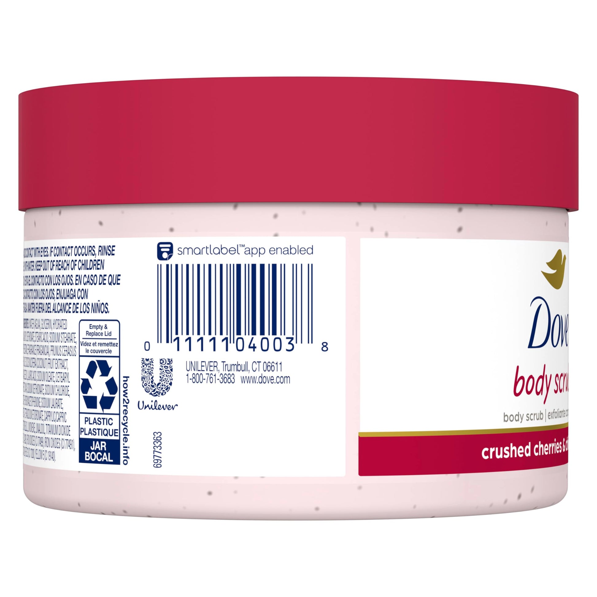 Exfoliante Corporal Dove Crushed Cherries & Chia Milk Con ¼ Crema Humectante Para Piel Revitalizada