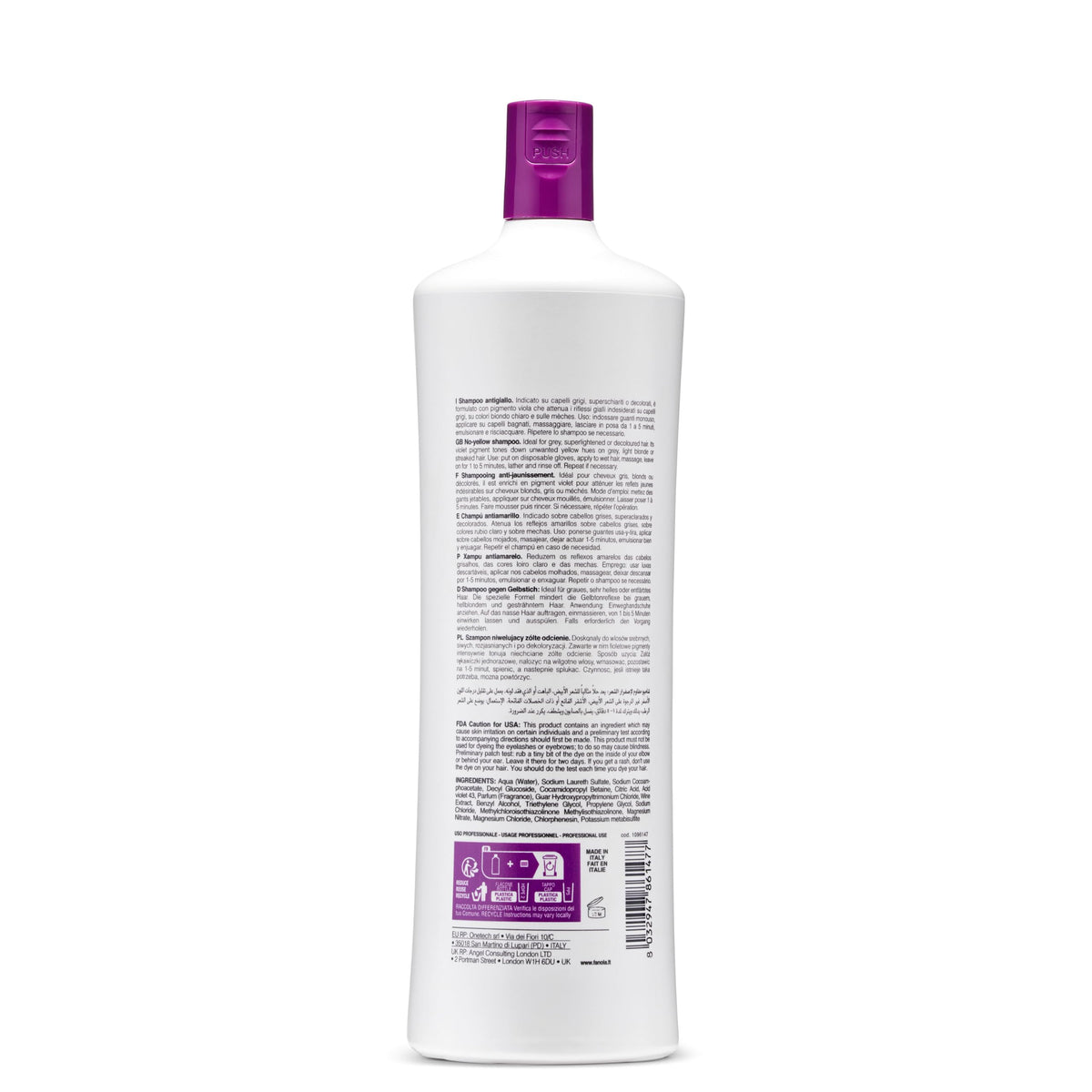 Fanola No Yellow Shampoo Large Bottle, 33.8 Fl Oz